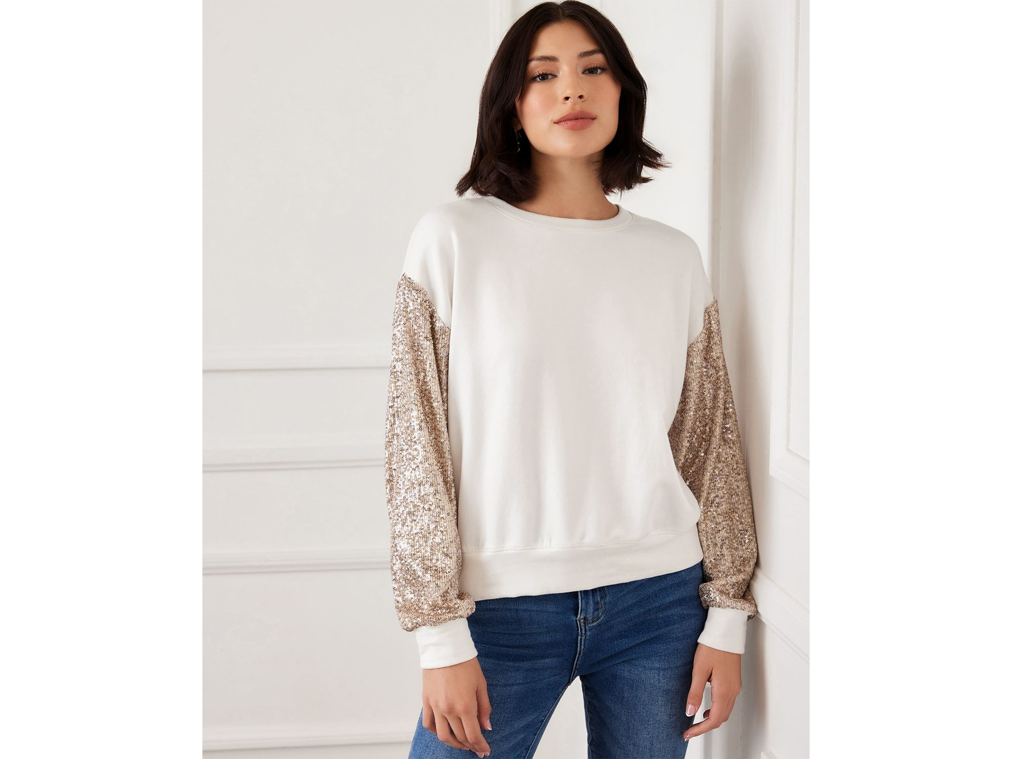 Sequinned Sleeve Sweater — Image 3