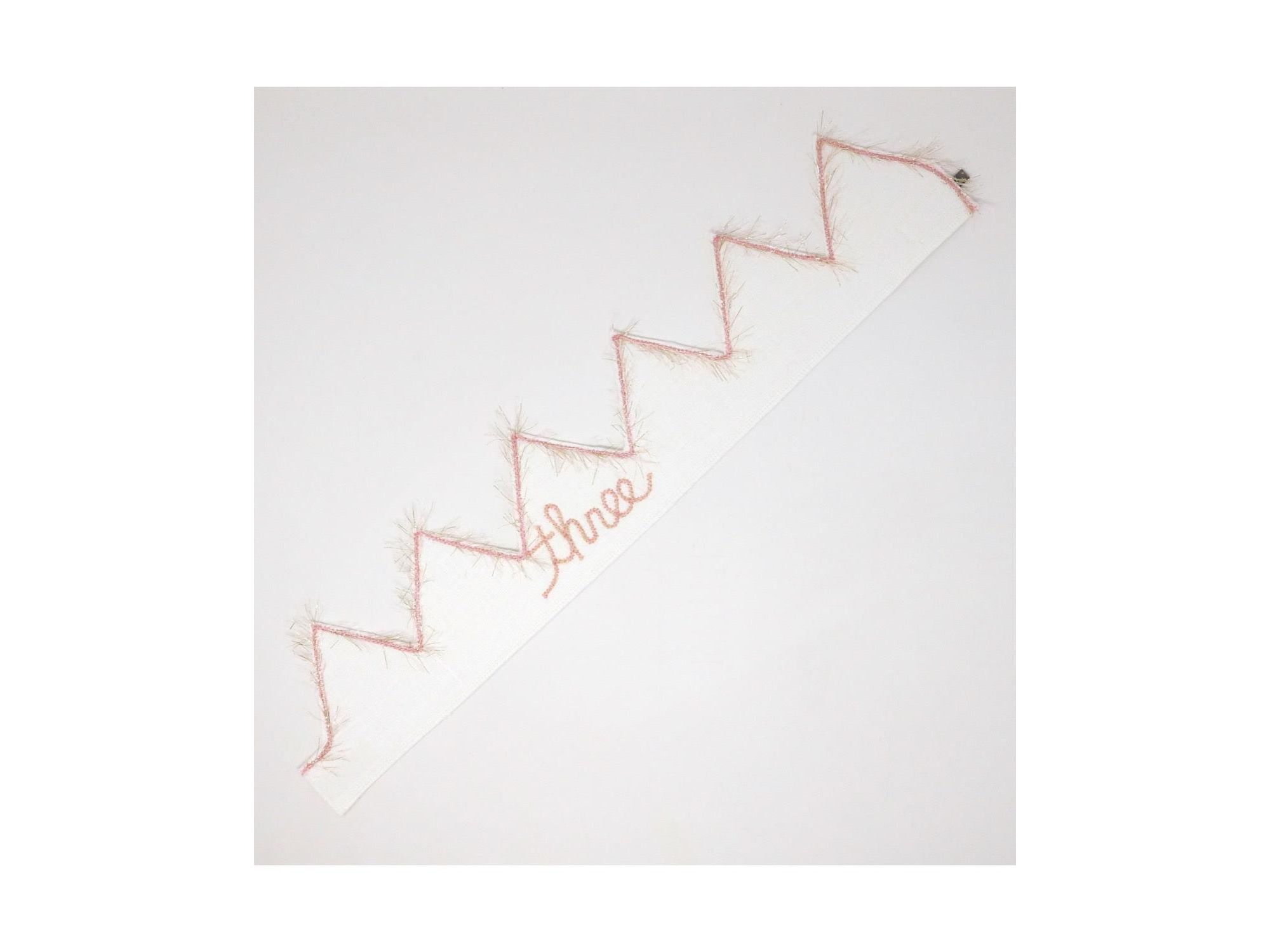 Linen "three" Embroidered Crown - Baby, Little Kid — Image 3