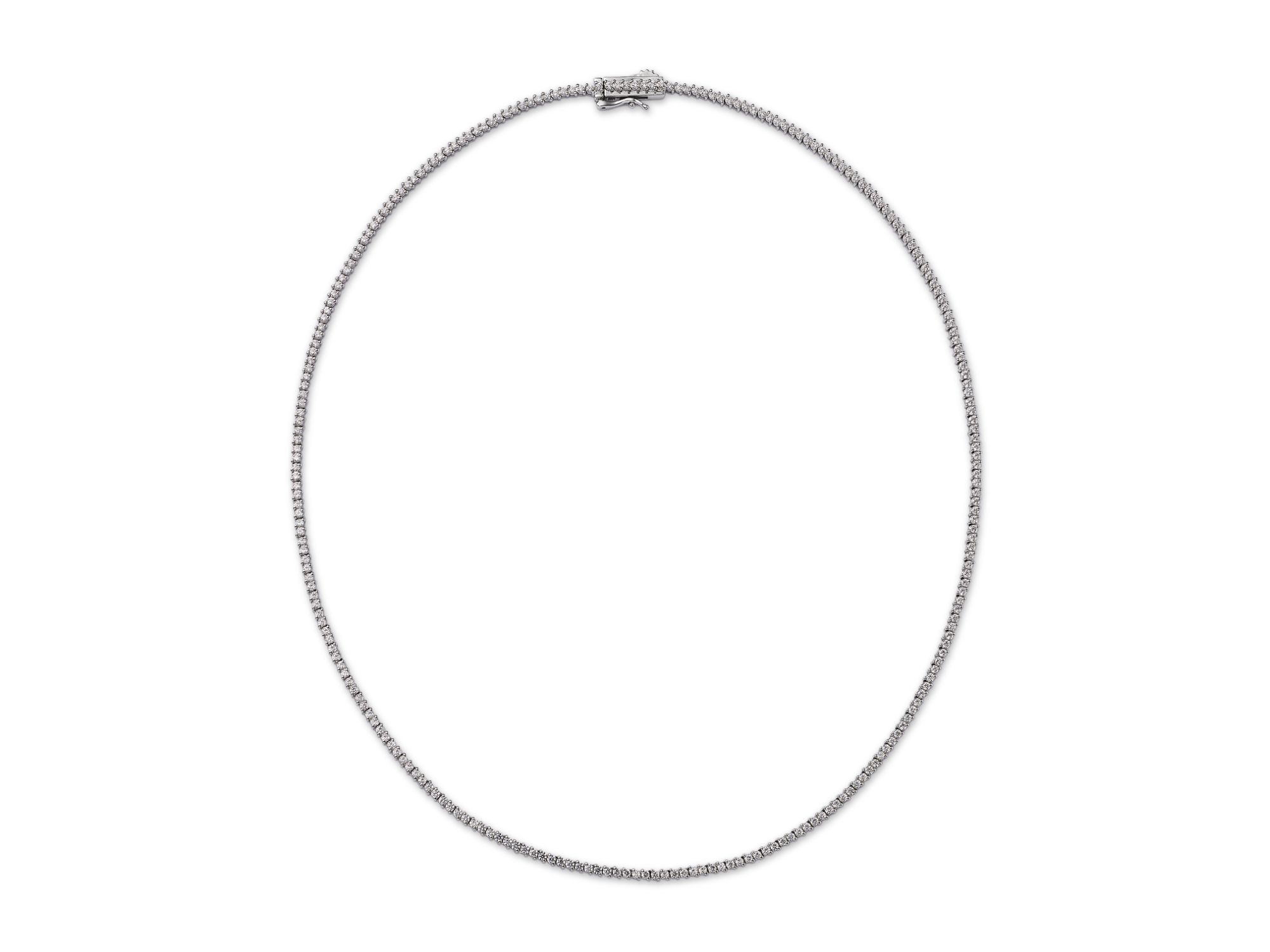 Certified Diamond Double Prong Tennis Necklace in 14K White Gold, 3.0 tcw — Image 4