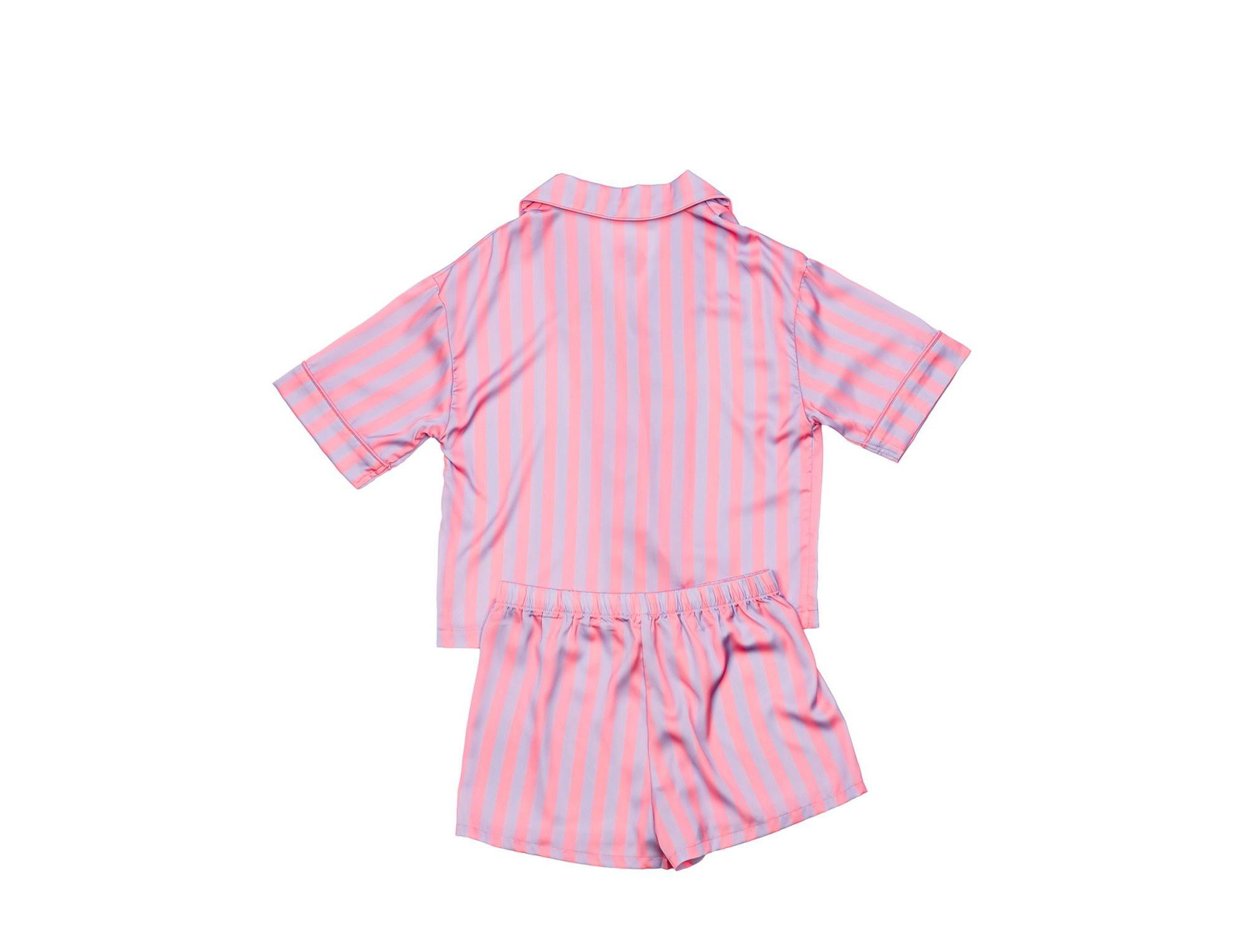 Girls' Cotton Candy Striped Silky Short Sleeve Shorts Set - Little Kid, Big Kid — Image 4