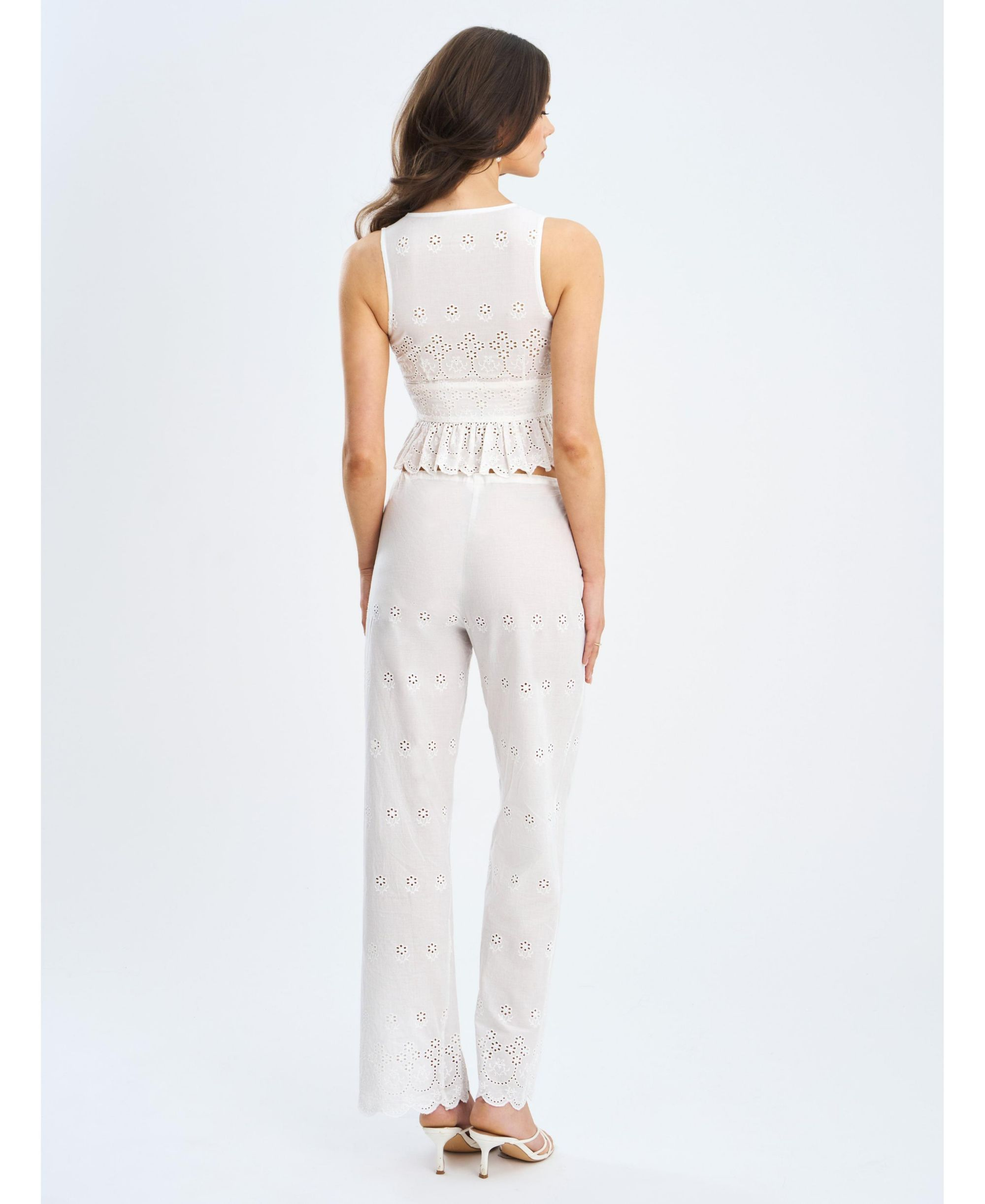 Raina Cotton Eyelet Straight Pants — Image 7