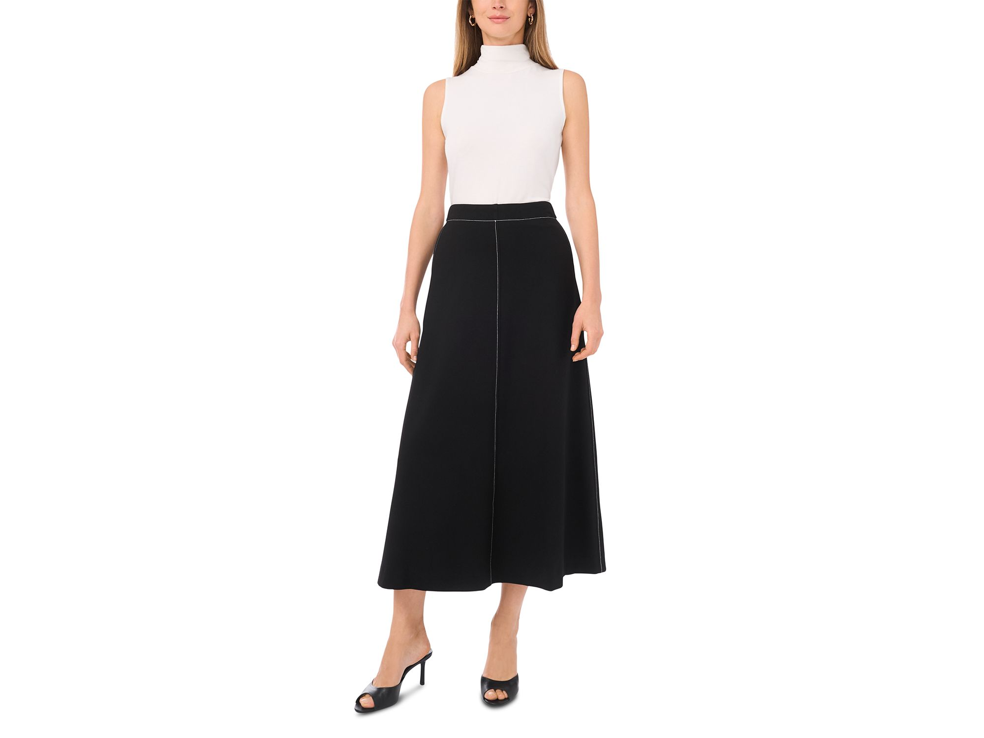 A Line Contrast Stitch Skirt — Image 3