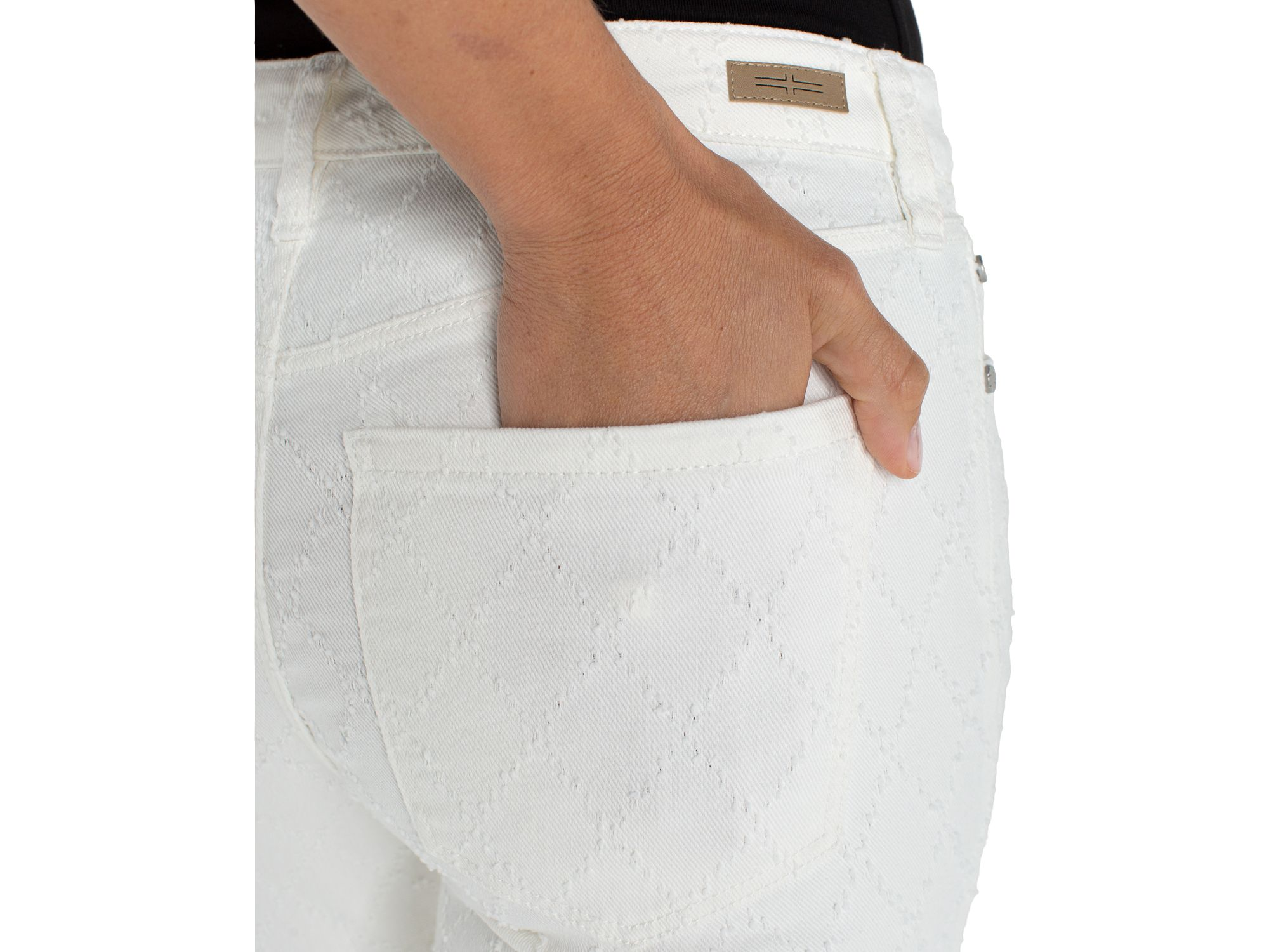 Hannah High Rise Crop Flare Jeans in White Diamond — Image 3