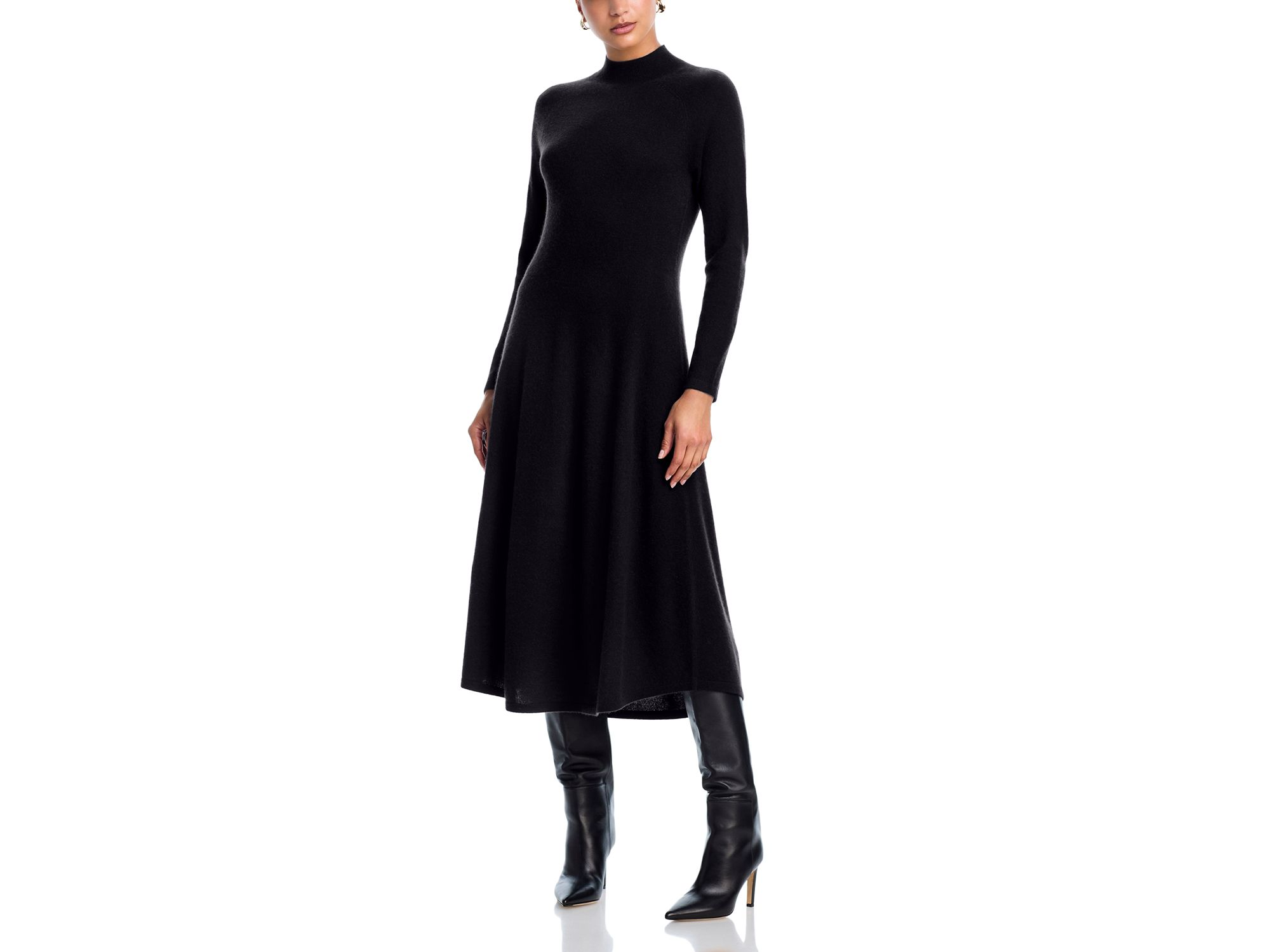 100% Cashmere Mock Neck Dress — Image 7