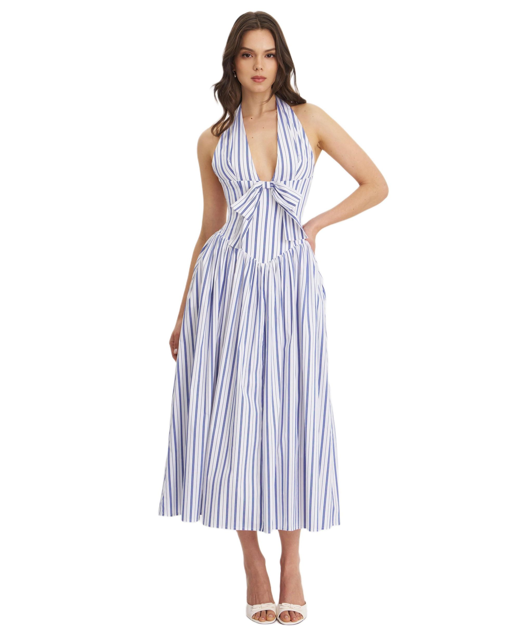 Mackenna Stripe Halter Smock Back Maxi Dress — Image 7