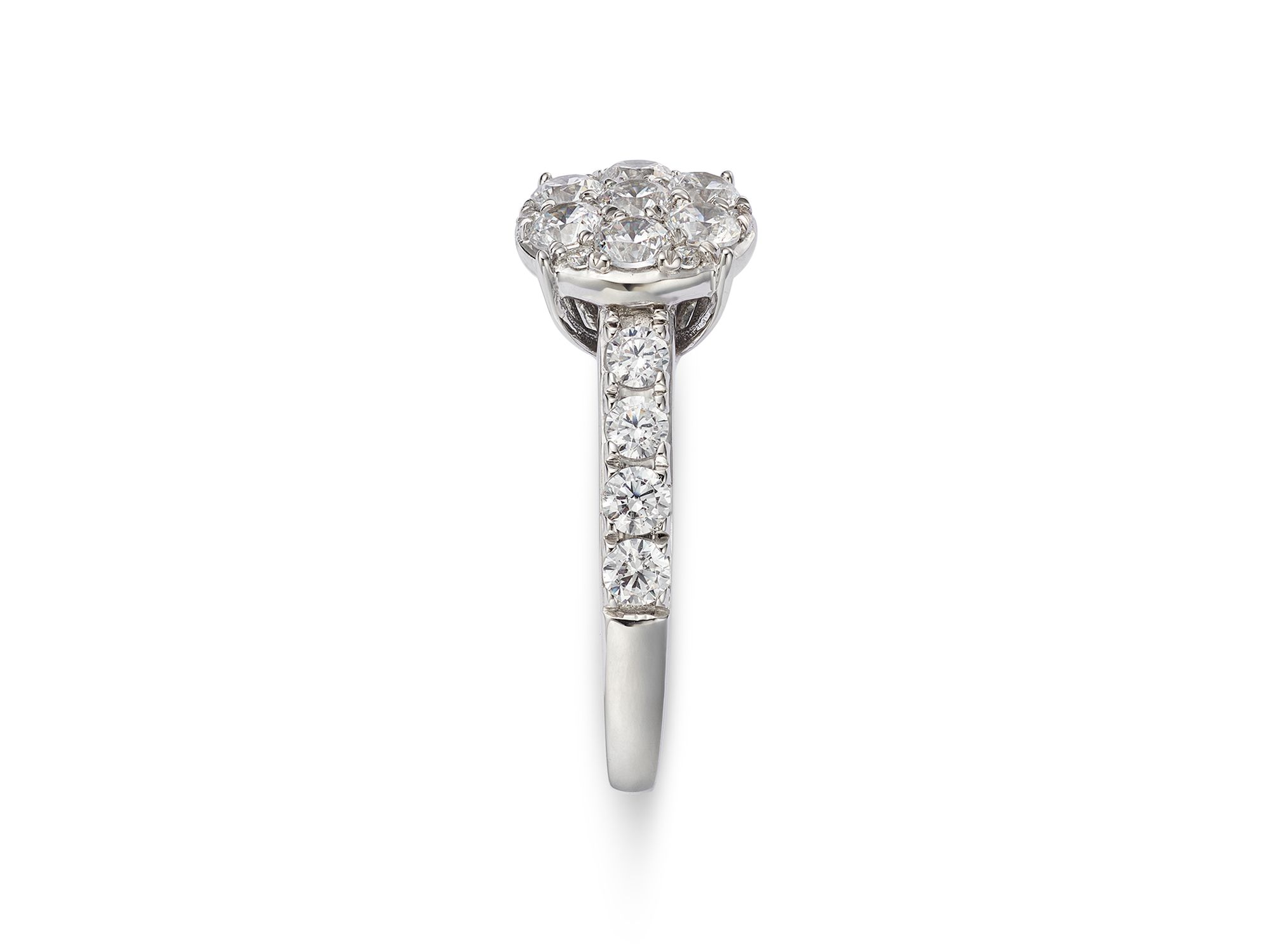Diamond Cluster Ring in 14K White Gold, 1.60 tcw — Image 4