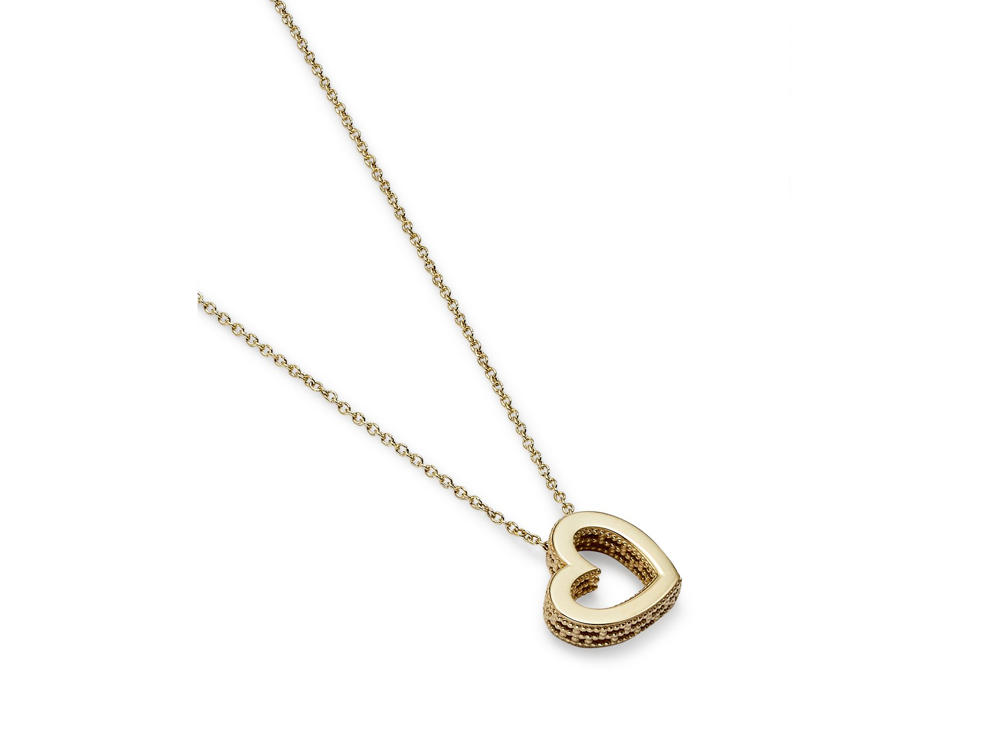 Open Heart Pendant Necklace in 14K Yellow Gold, 18" — Image 3