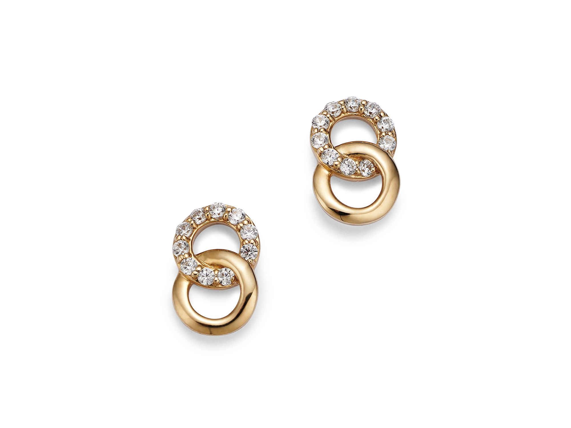 Diamond Double O Stud Earrings in 14K Yellow Gold, 0.17 tcw - 150th Anniversary Exclusive — Image 5