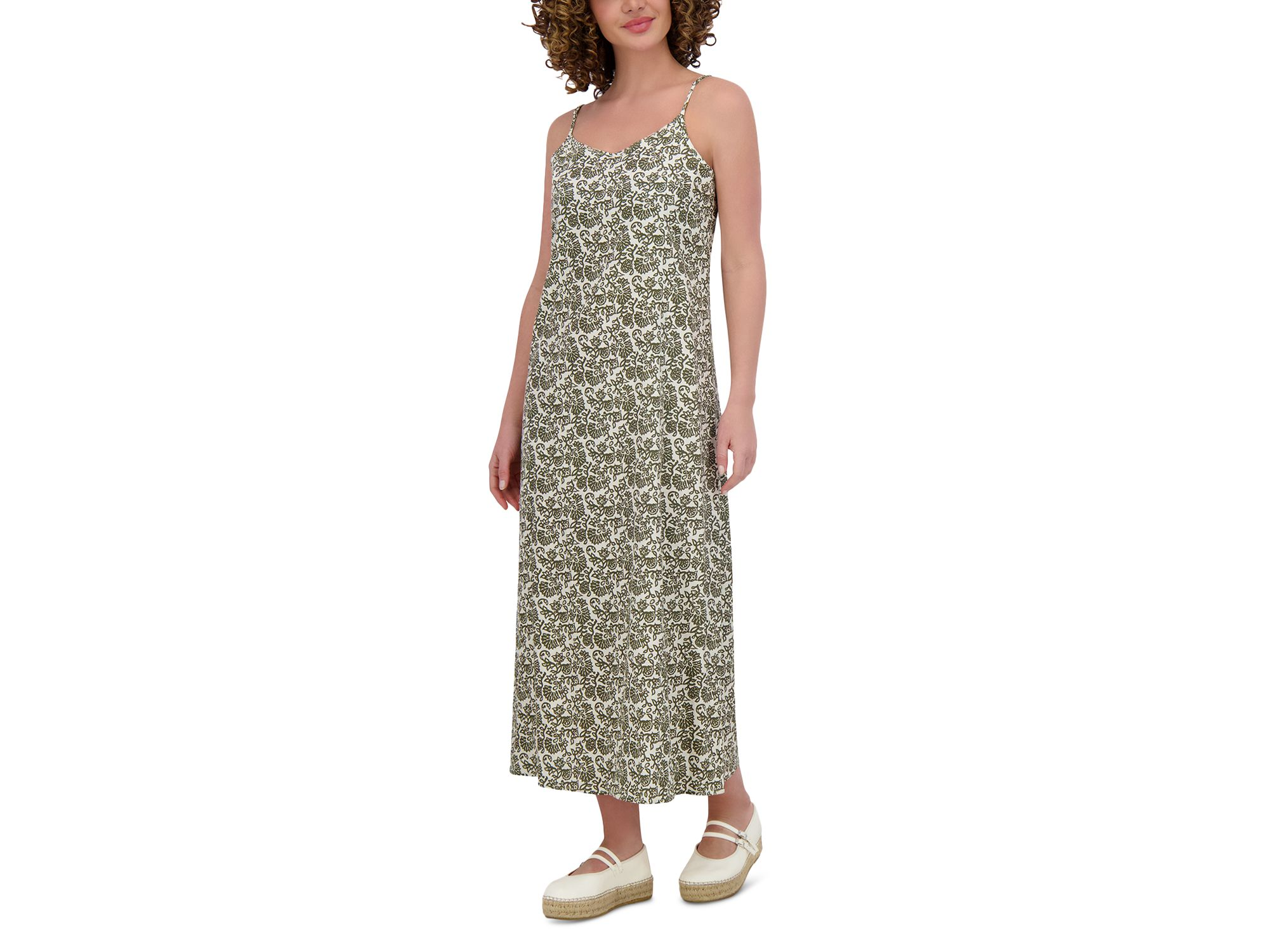 Linen Blend A Line Slip Dress — Image 3