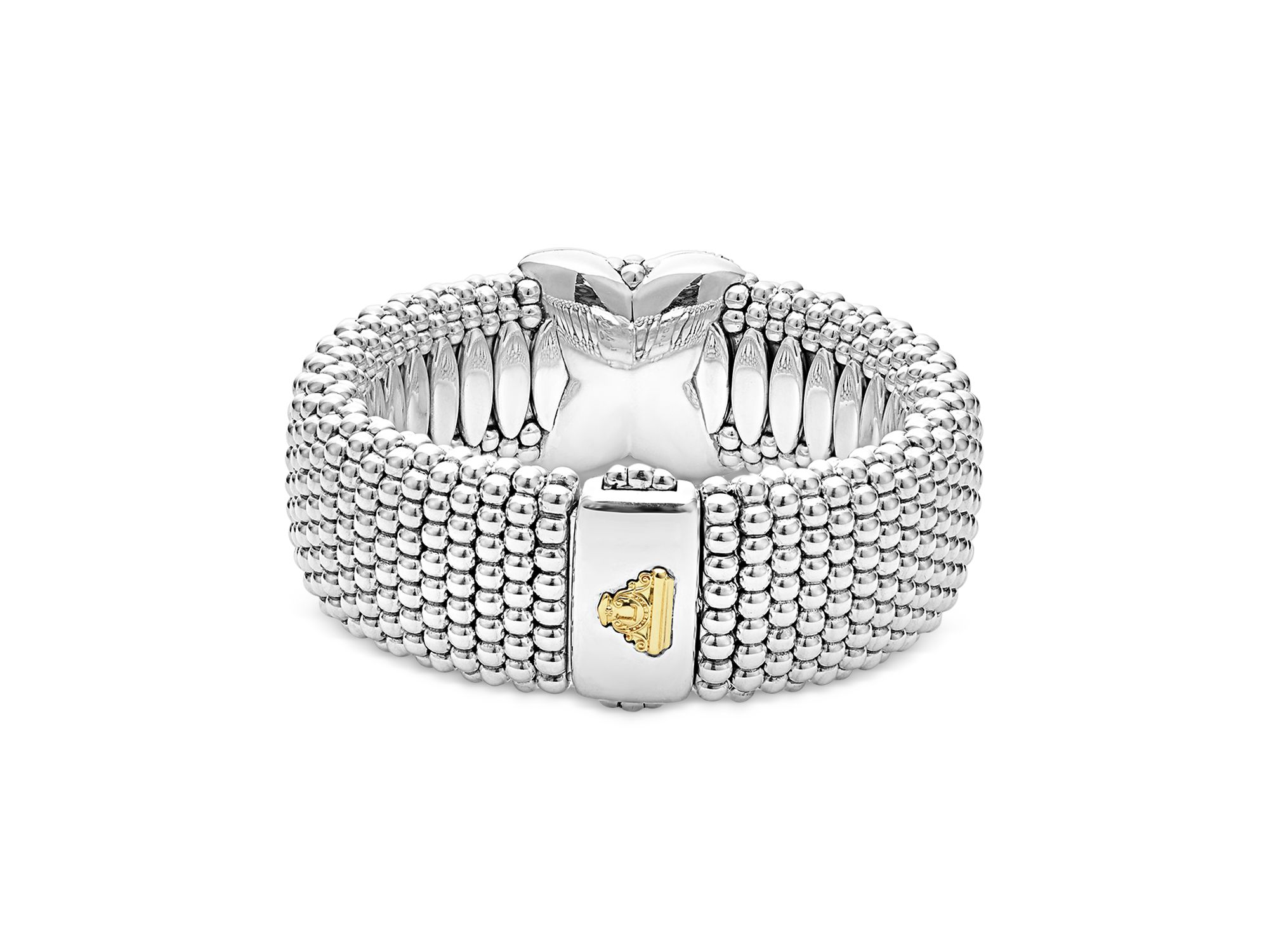 18K Yellow Gold & Sterling Embrace Diamond Pavé Wide Link Bracelet — Image 5