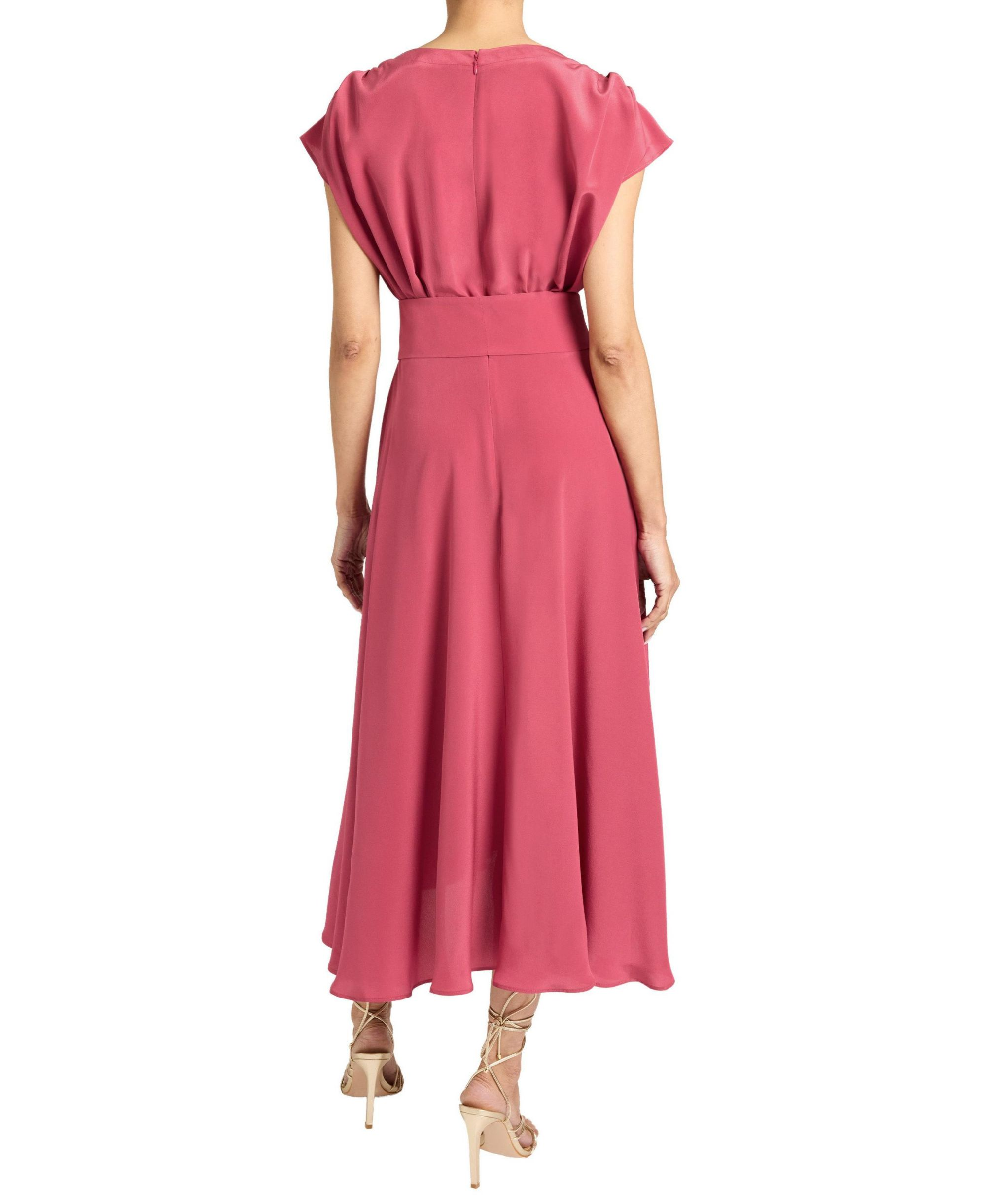 TALIA Cap Sleeve Midi Dress Silk Crepe De Chine — Image 3