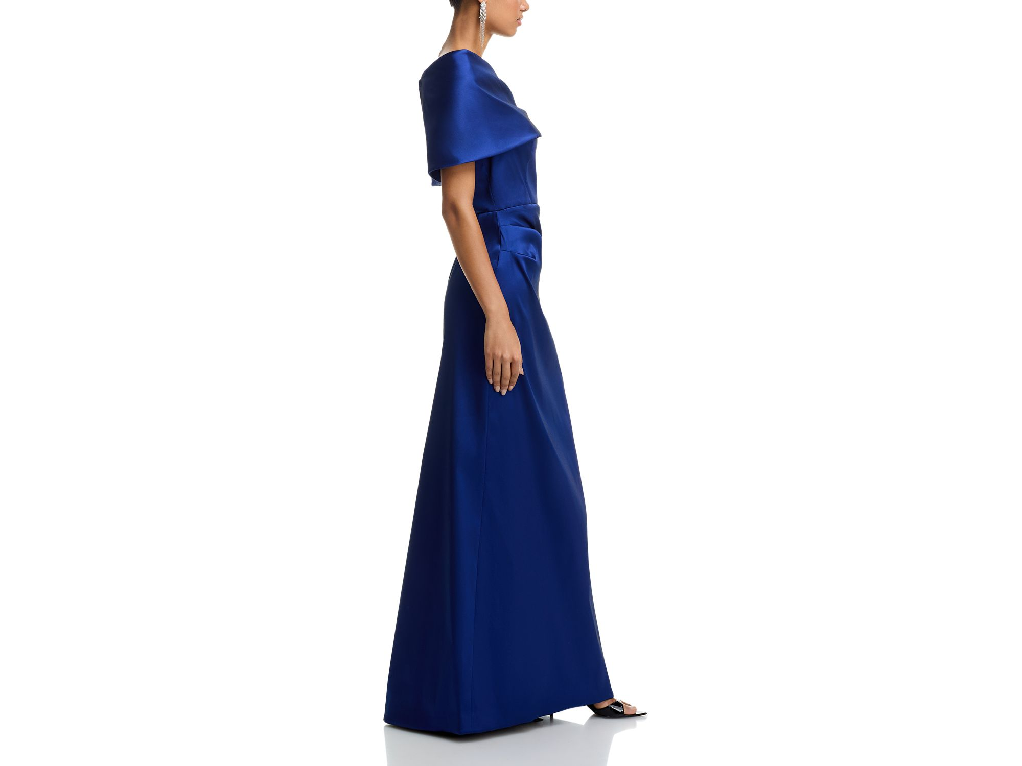 Stretch Mikado Asymmetric Off Shoulder Cuff Gown — Image 5