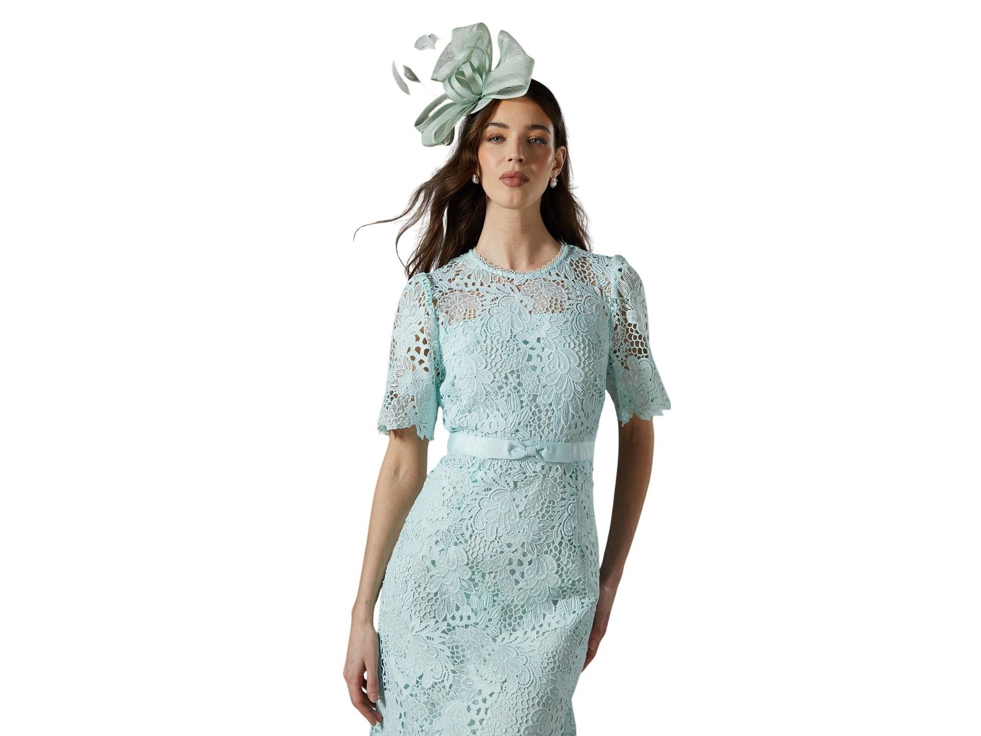 Lace Bow Belt Midi Dress — Image 3