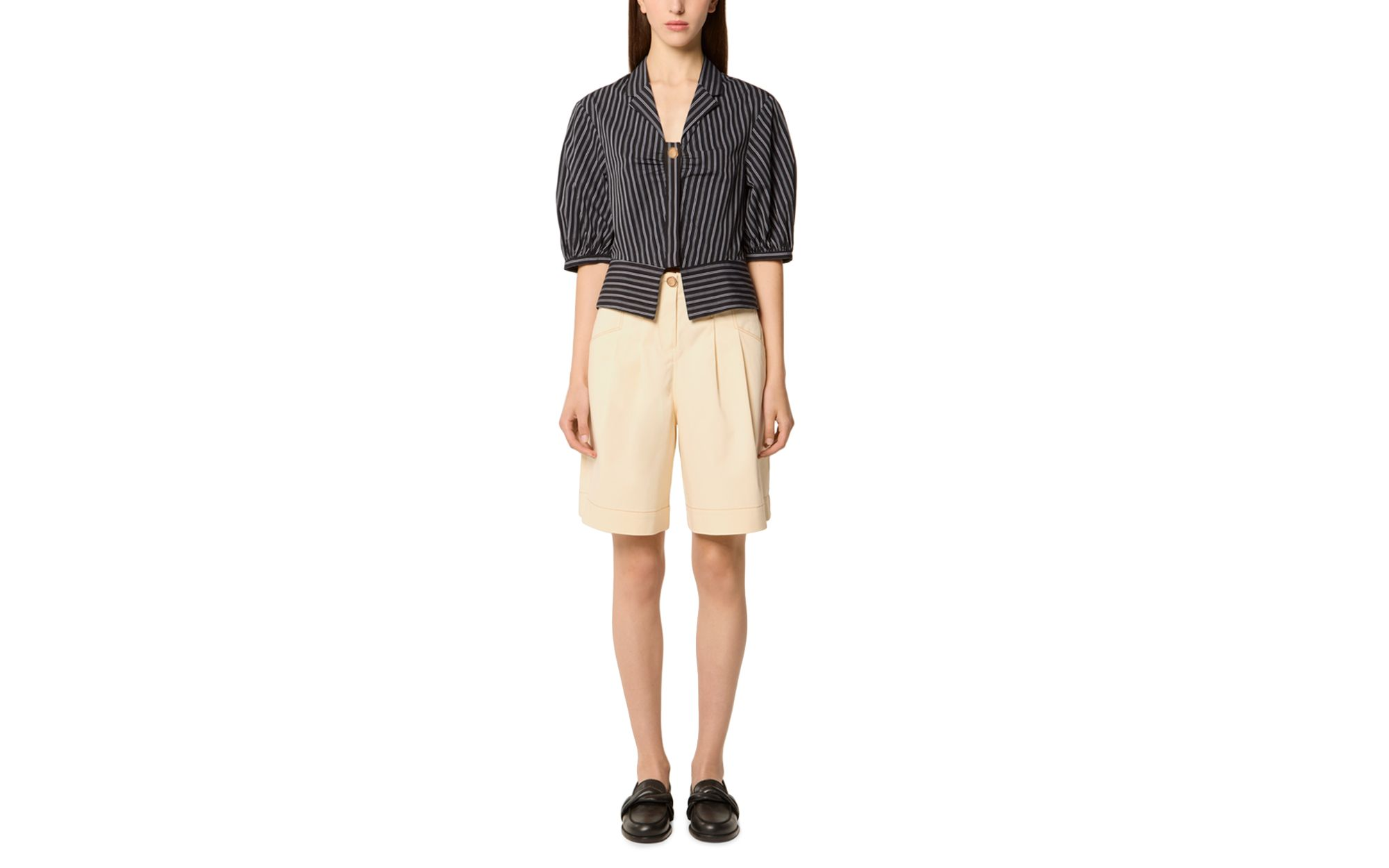 Cropped Shirt with Puff Sleeves — Image 5