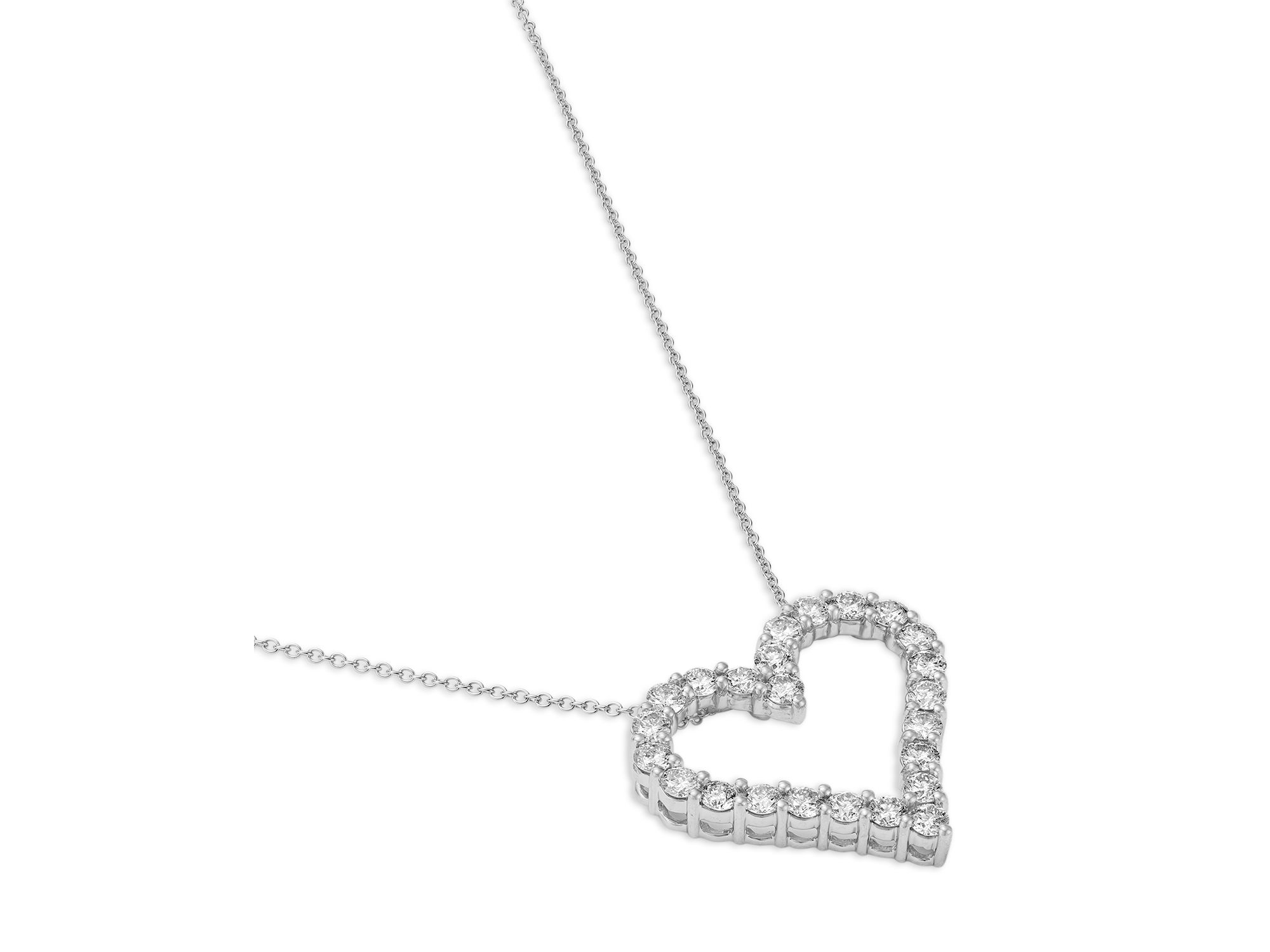 Diamond Heart Pendant Necklace in 14K White Gold, 1.8 tcw — Image 3