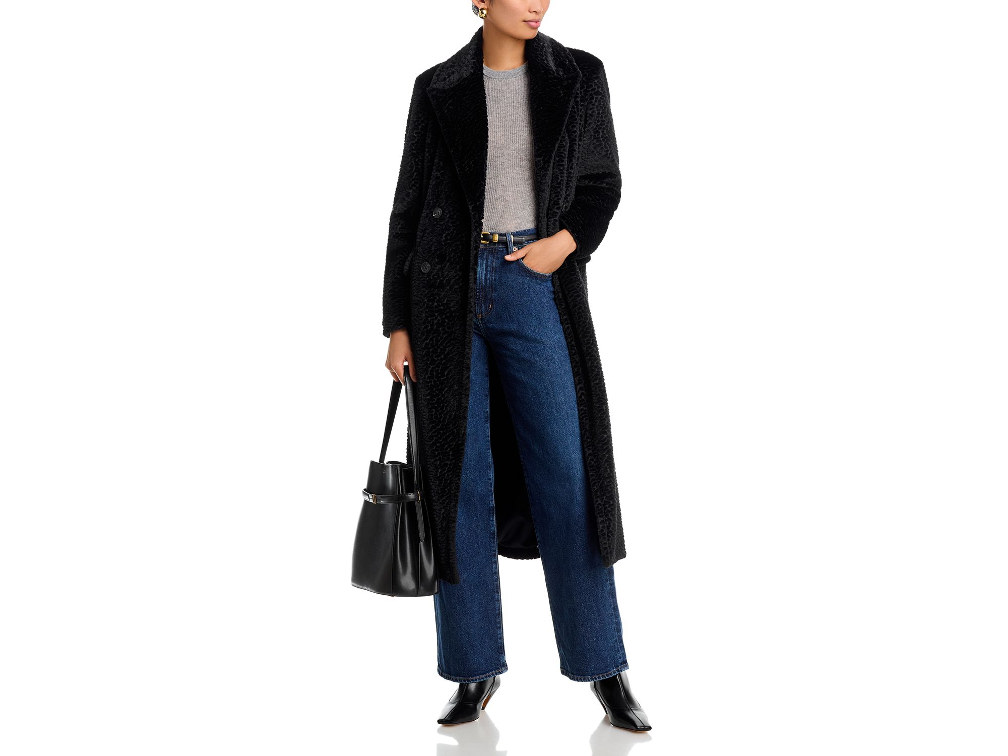 Textured Faux Fur Coat — Image 3