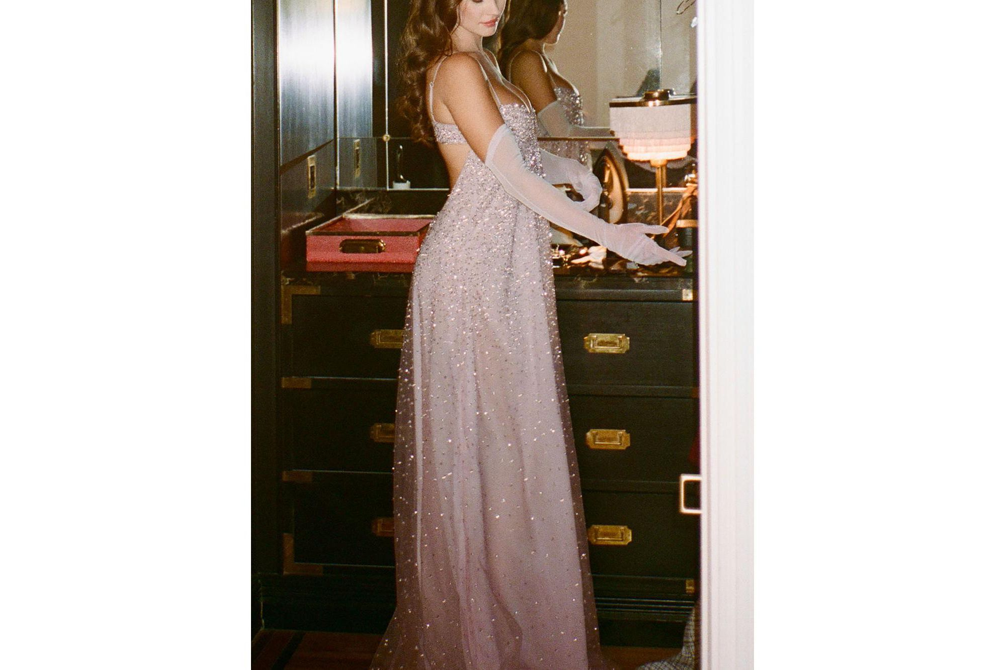 Walliee Rhinestone Embellished Mesh Backless Gown — Image 3