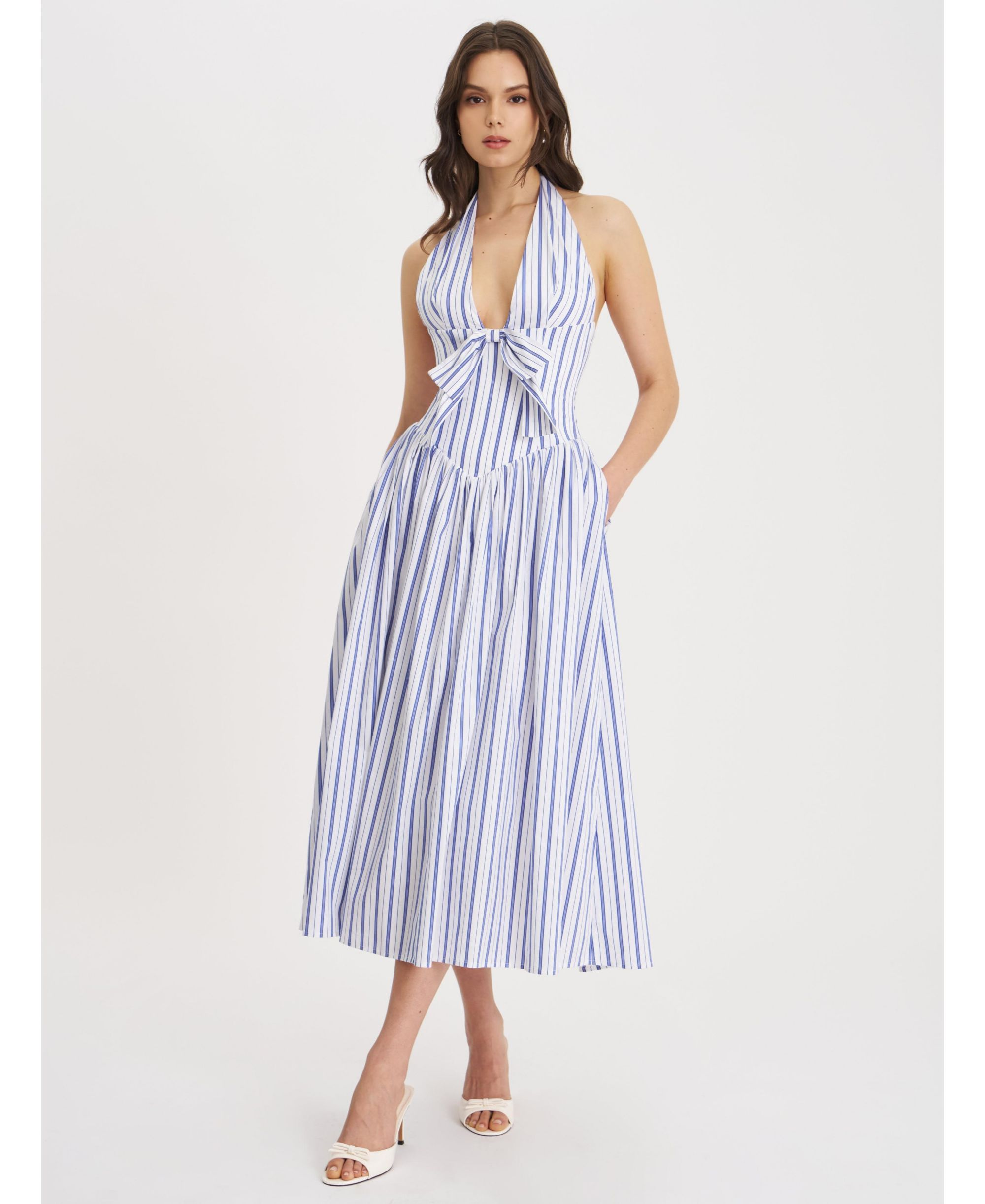Mackenna Stripe Halter Smock Back Maxi Dress — Image 8