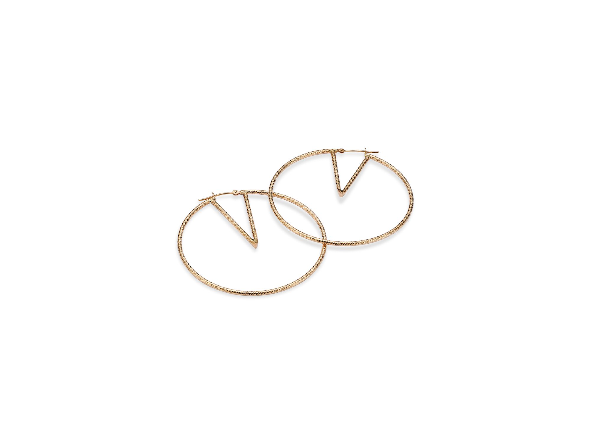 14K Yellow Gold V-Hoop Earrings — Image 4