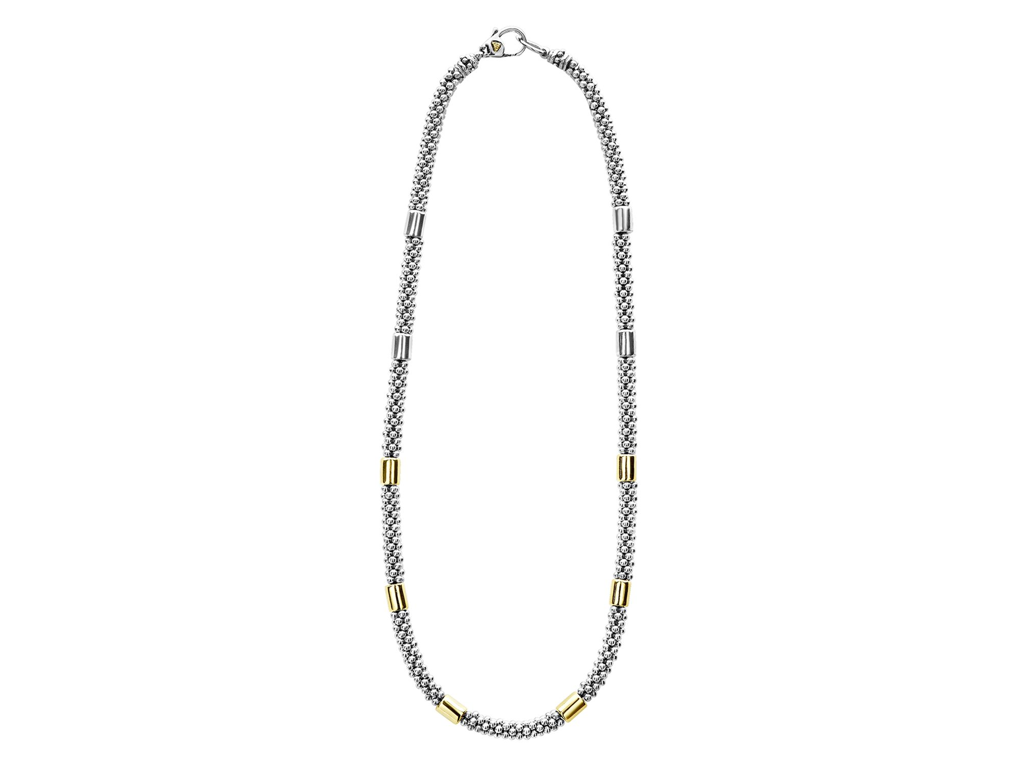 18K Yellow Gold & Sterling Silver High Bar Station Necklace, 16" — Image 6