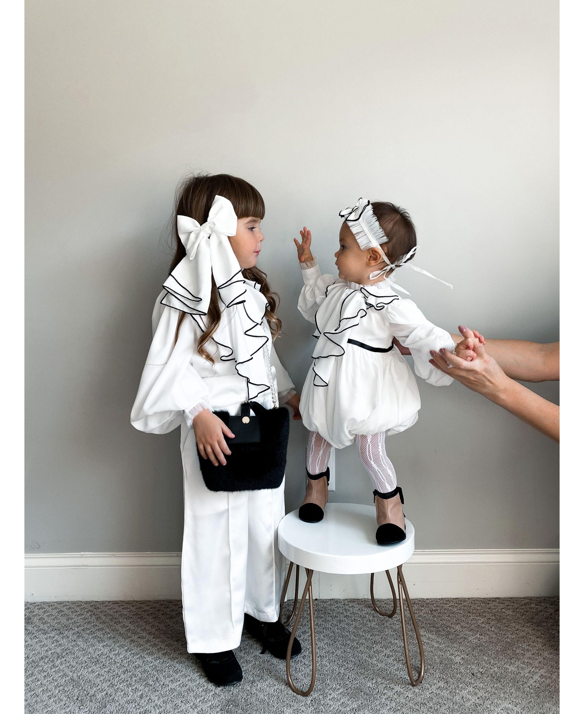 Unisex Petite Maison Gwen Romper with Cascading Black Trim Ruffle — Image 6