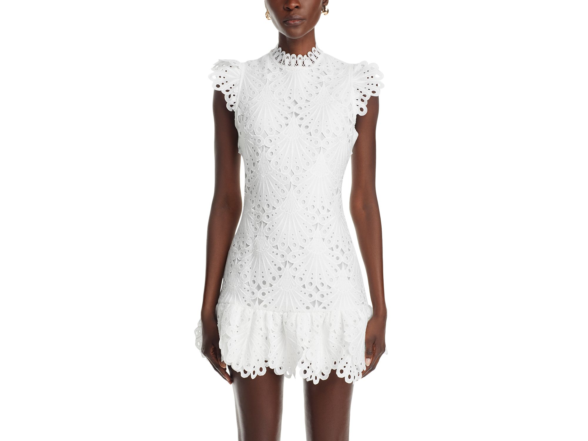 Mock Neck Lace Shift Dress - Exclusive — Image 6