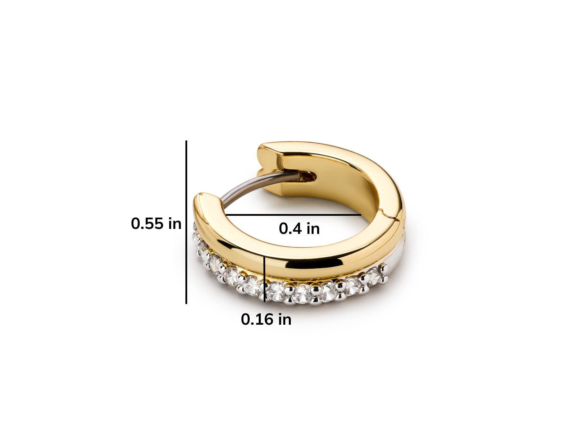 Brass and Cubic Zirconia Asher Pave Huggie Earrings — Image 6