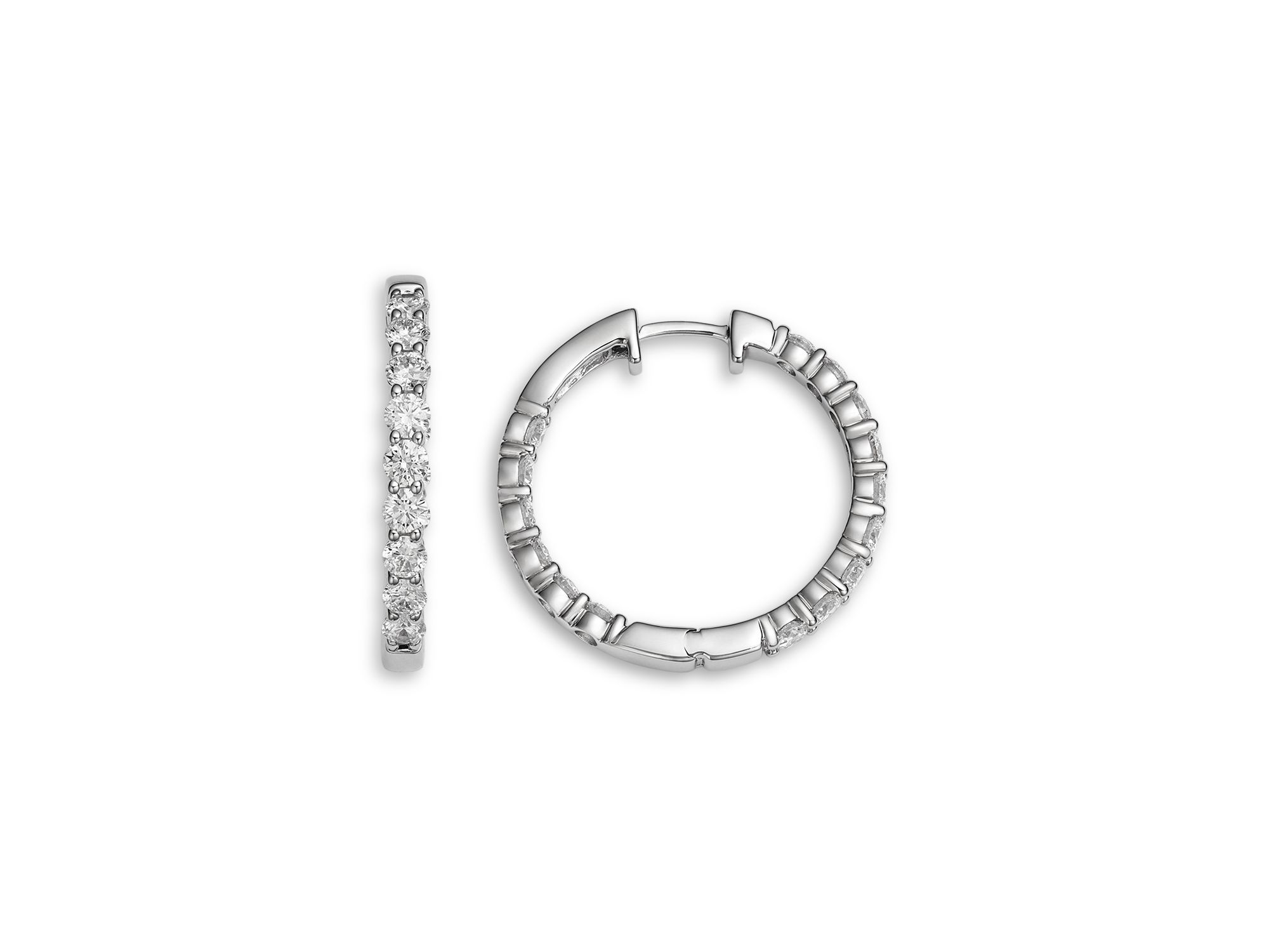Diamond Inside Out Hoop Earrings in 14K White Gold, 2.0 tcw — Image 3