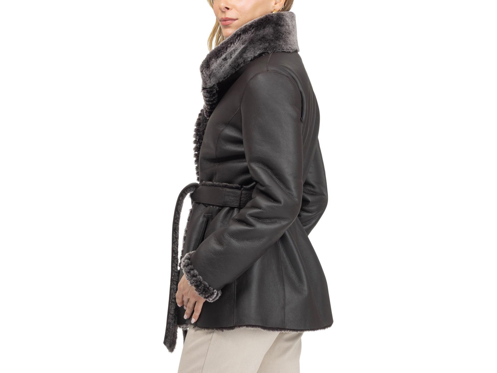 Merino Shearling Lamb Jacket with Whipstitch Trim — Image 3