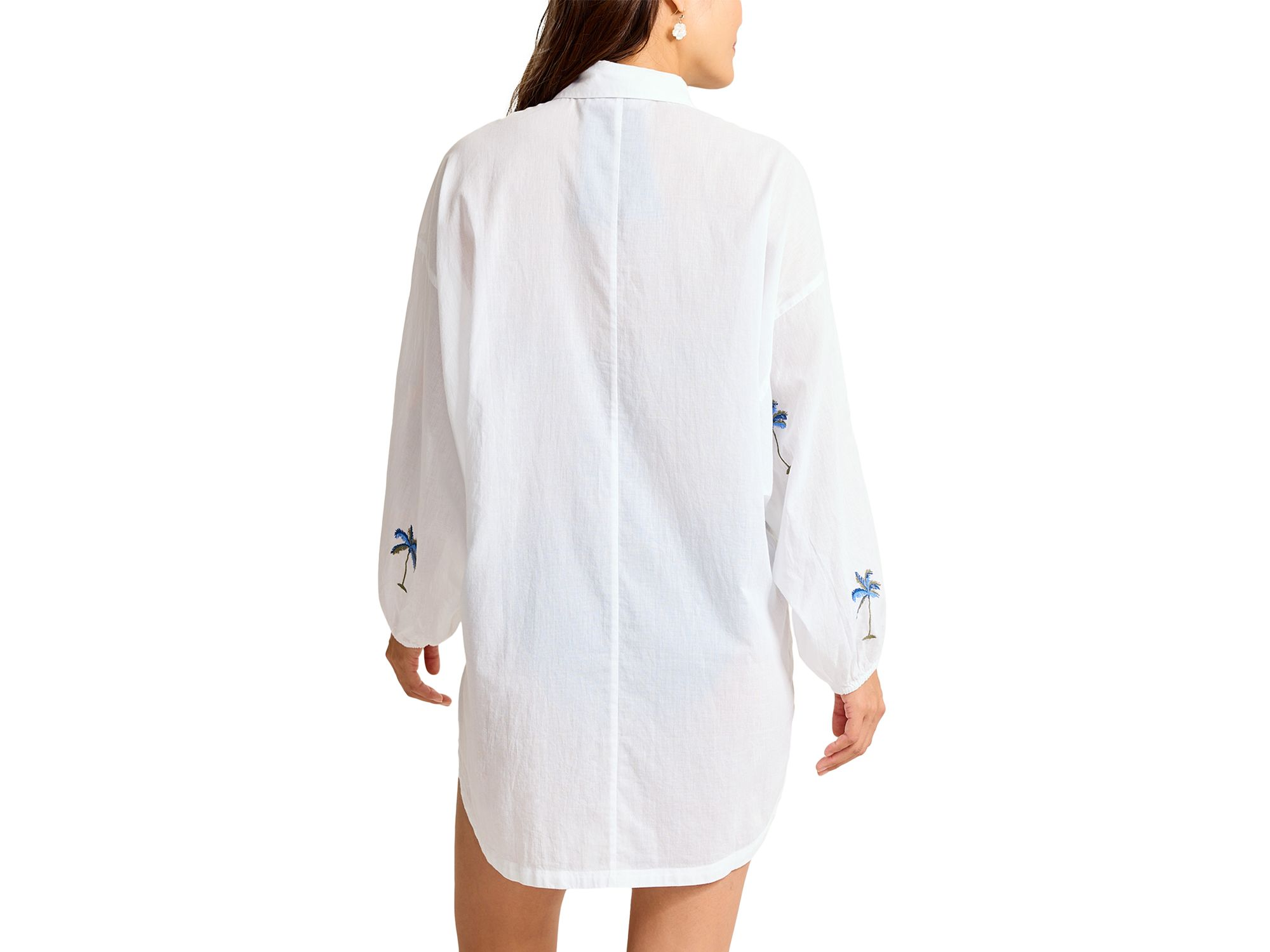 Catalina Coast Palm Boyfriend Shirt Swim Cover-Up — Image 4