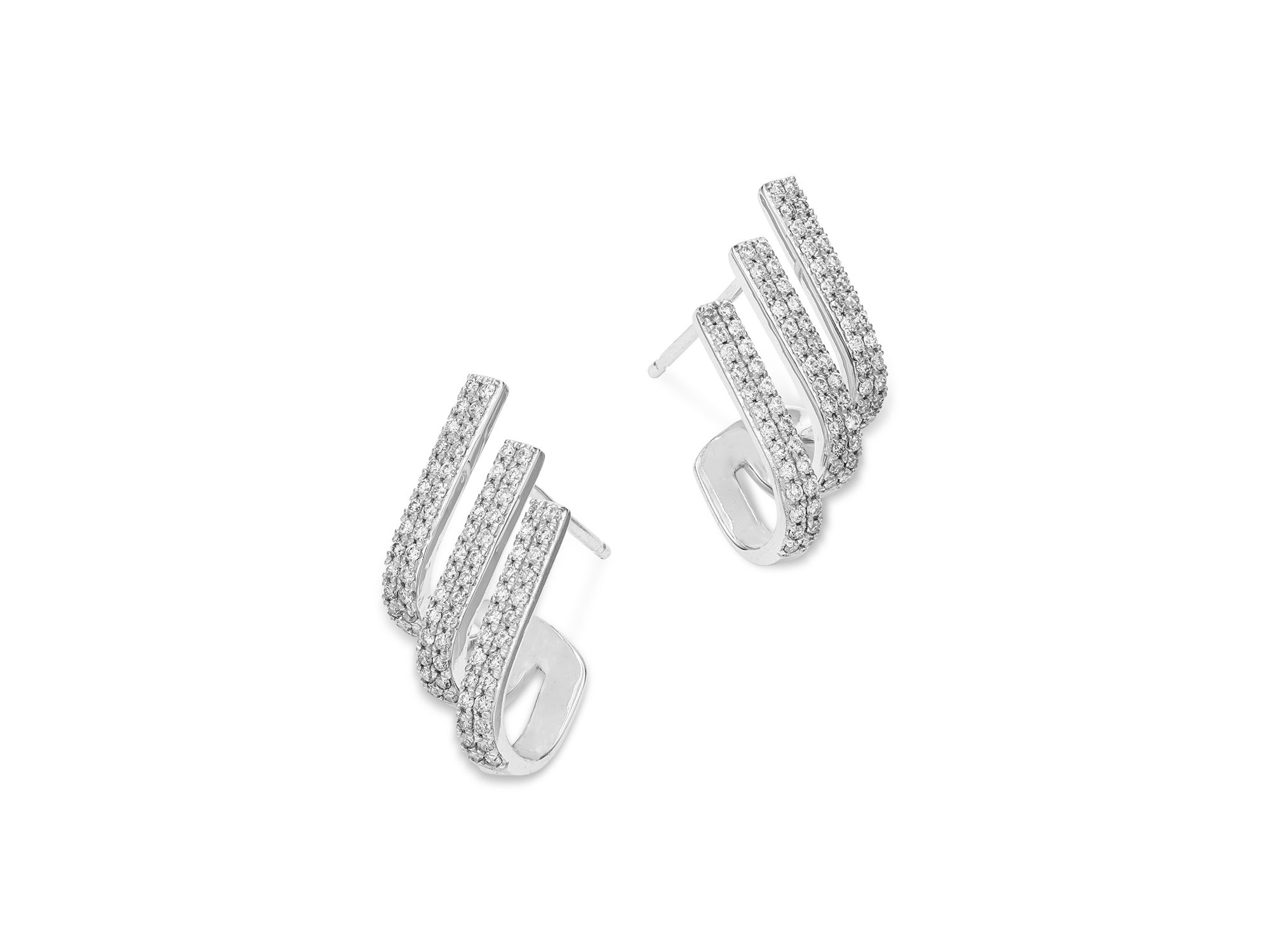 14K White Gold Diamond Front to Back Earrings, 0.45 tcw — Image 3