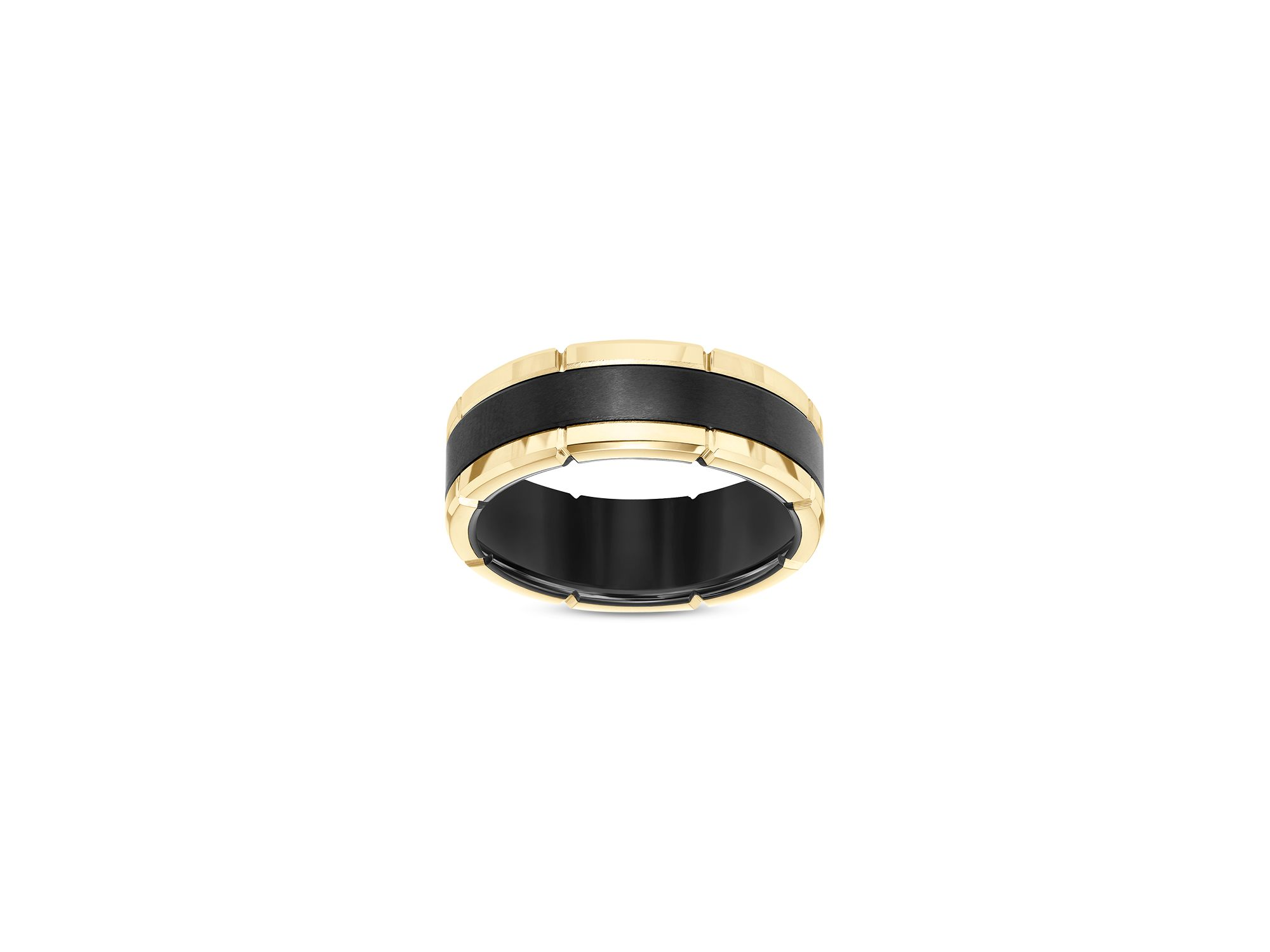 Men's Band with a Link Edge in Black & Yellow Tungsten — Image 3