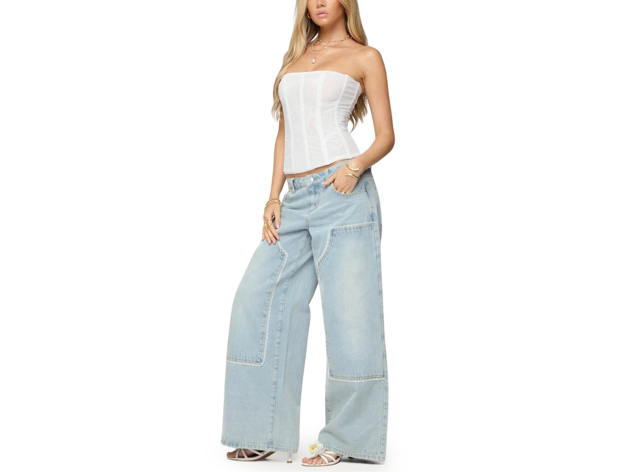 Teela Lacey Low Rise Carpenter Jeans in Blue Wash — Image 3