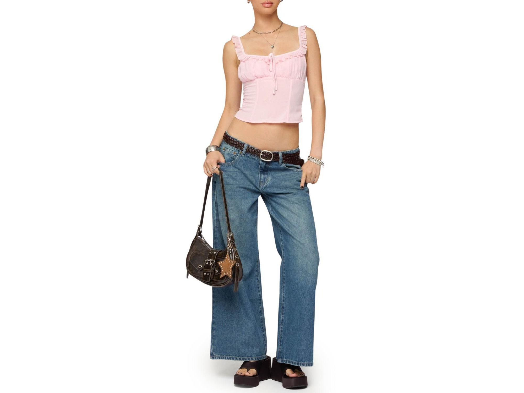 Petite Vyxen Vintage Washed Low Rise Medium Rinse Wash Jeans — Image 3