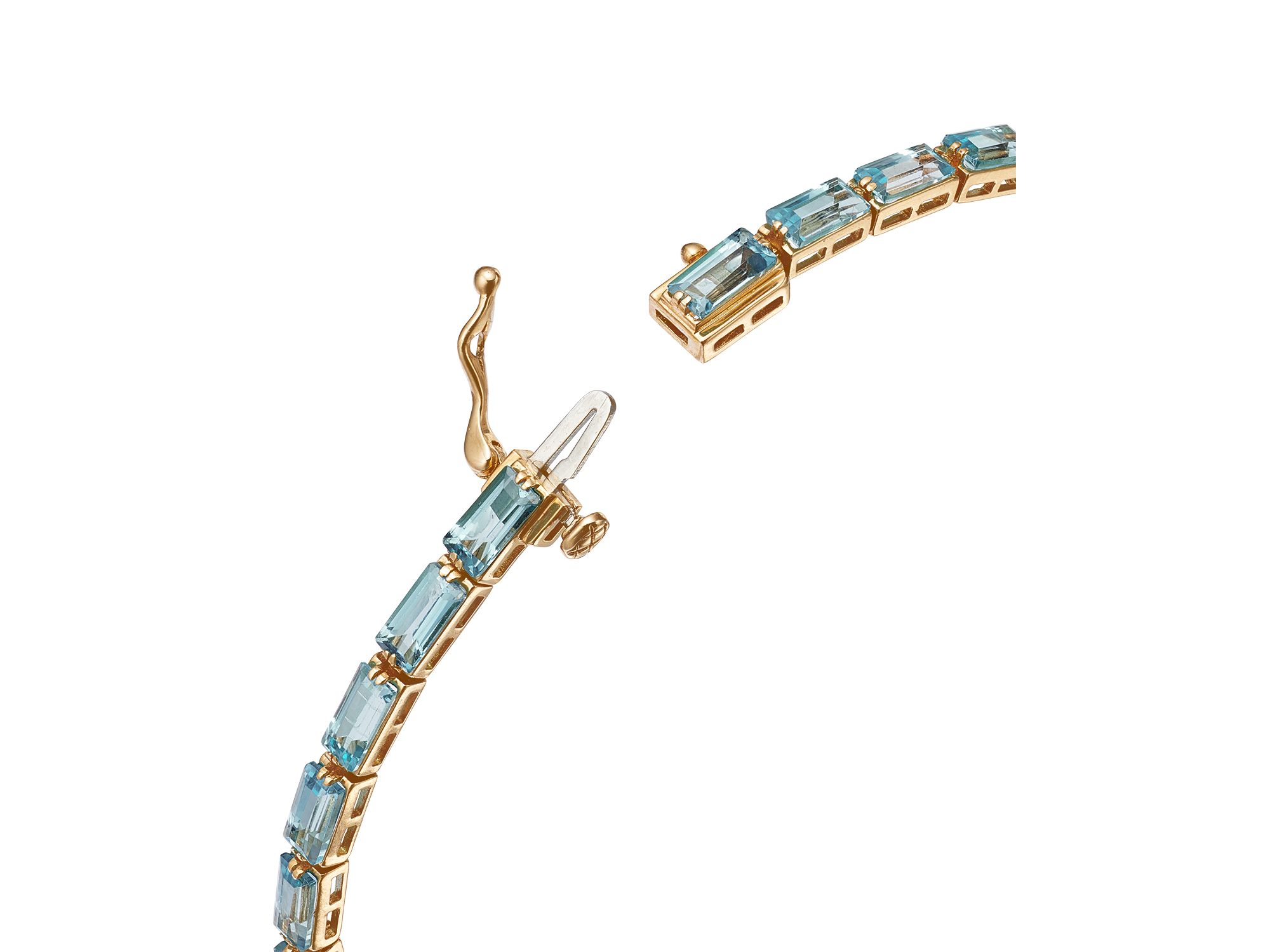 Swiss Blue Topaz Bangle Bracelet in 14K Yellow Gold — Image 3