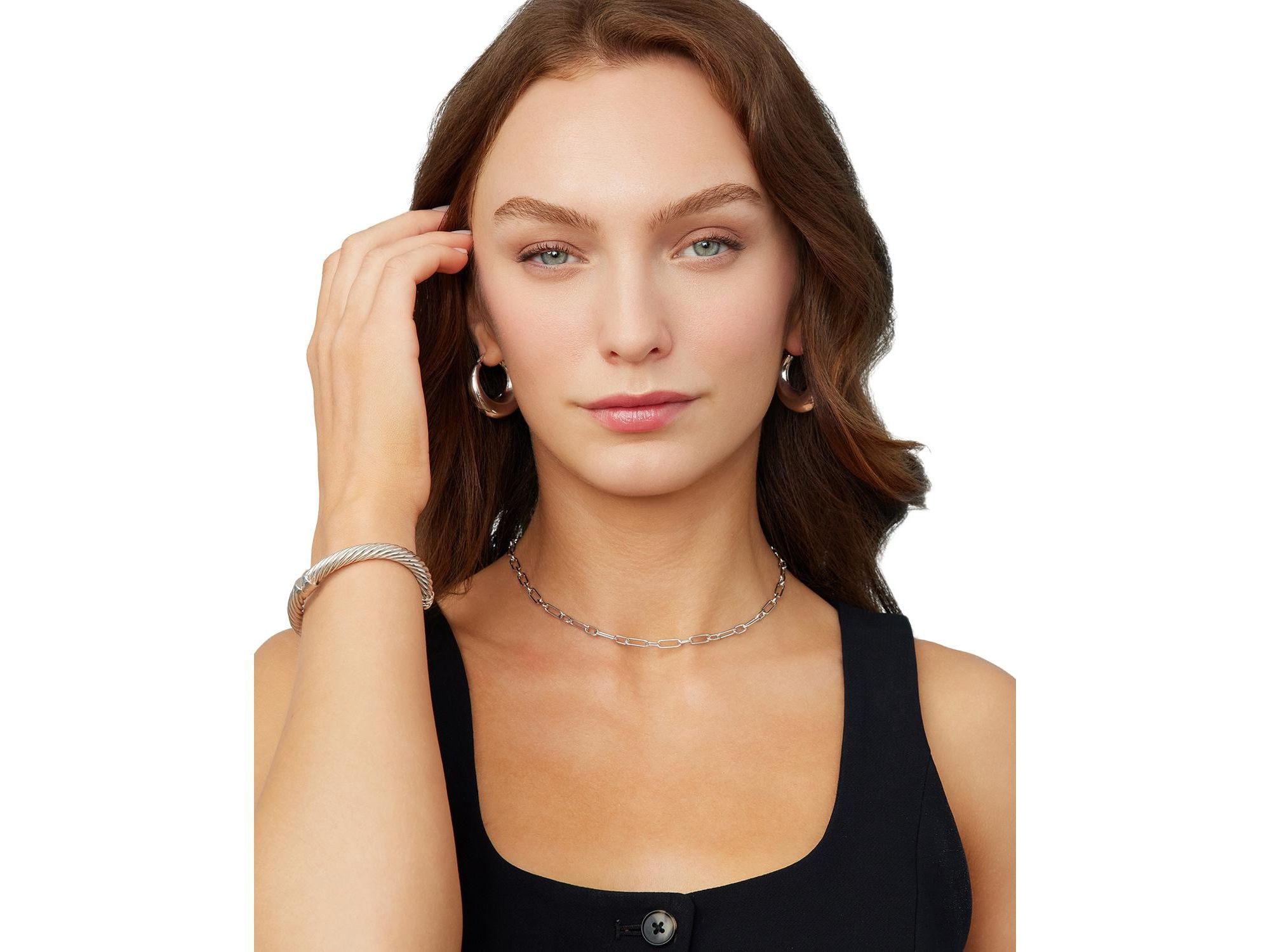 Sterling Rhythm Link Choker, 14" — Image 4
