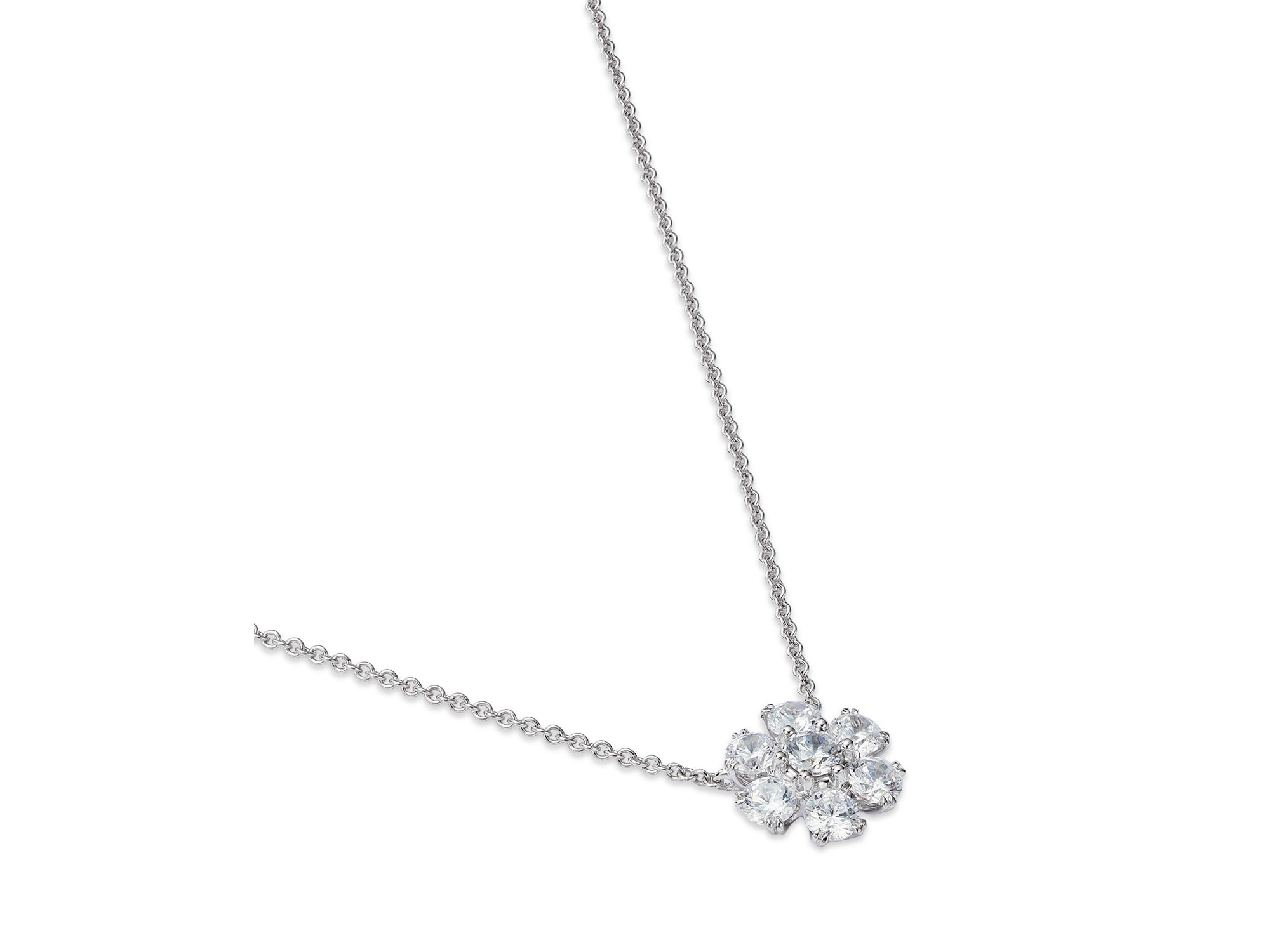Certified Diamond Flower Pendant Necklace in 14K White Gold featuring diamonds with the DeBeers Code of Origin, 0.75 tcw — Image 3
