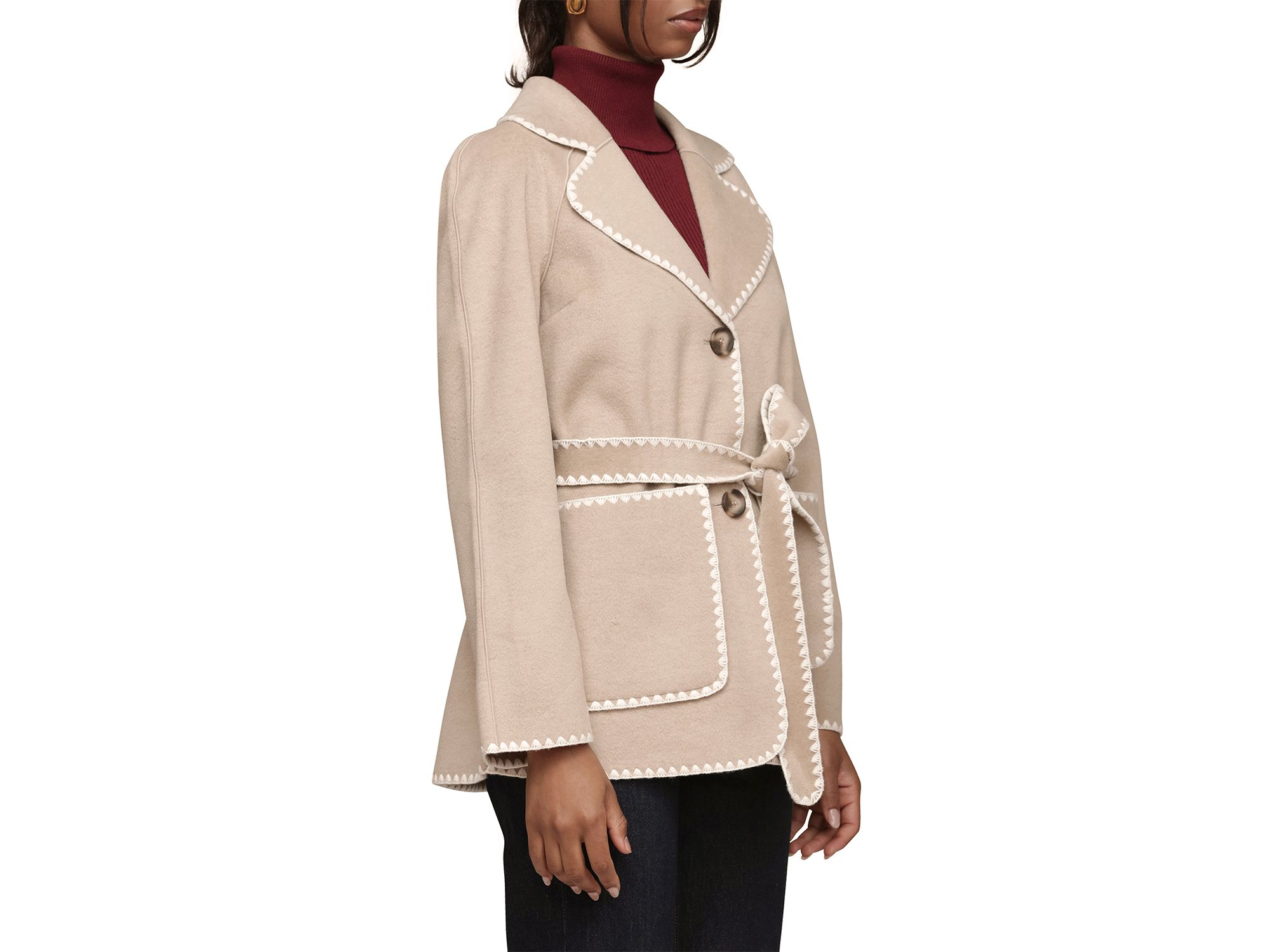 Belted Jacket With Crochet Trim — Image 5