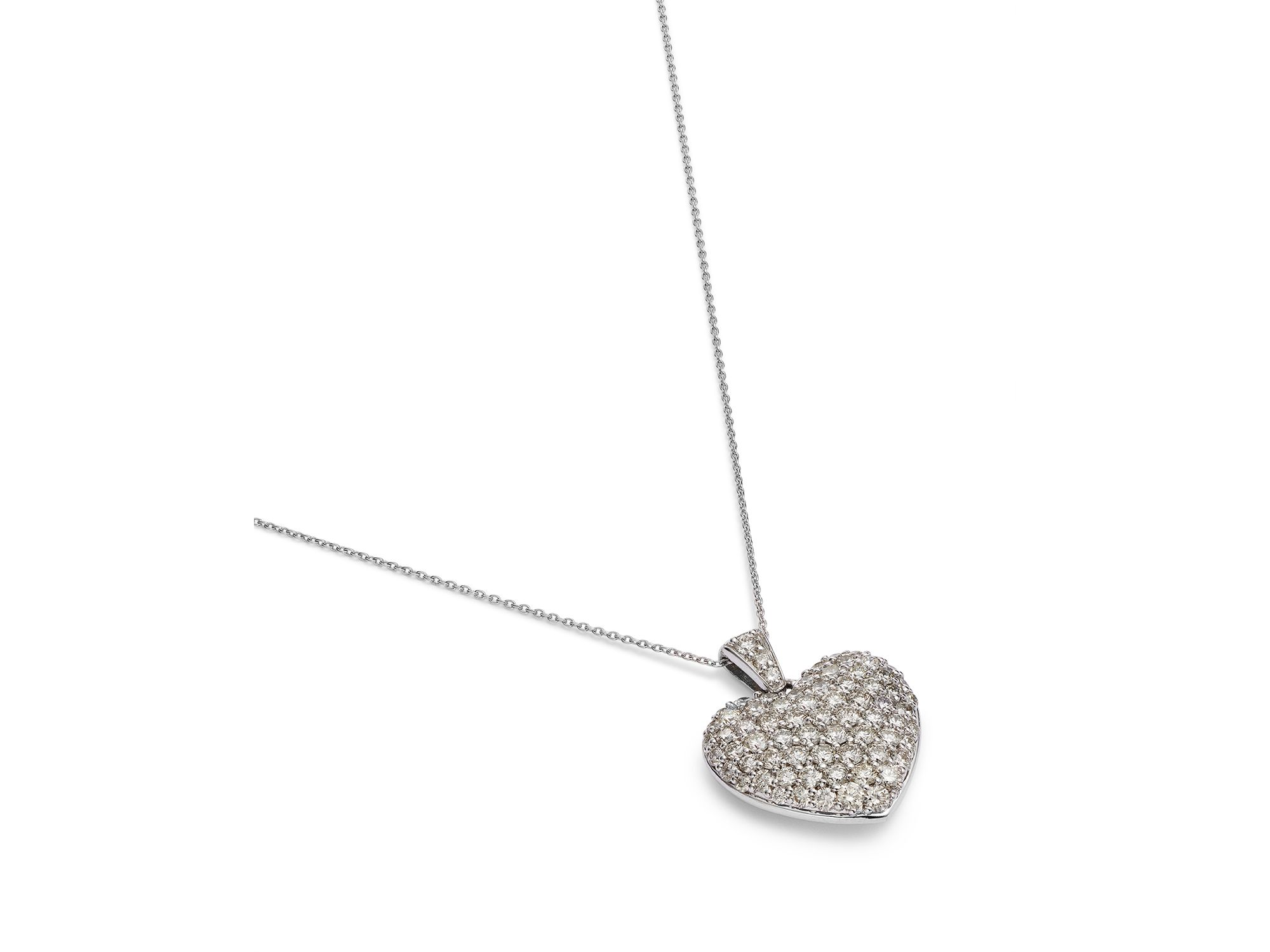 Diamond Pavé Heart Pendant Necklace in 14K White Gold, 1.50 tcw — Image 3