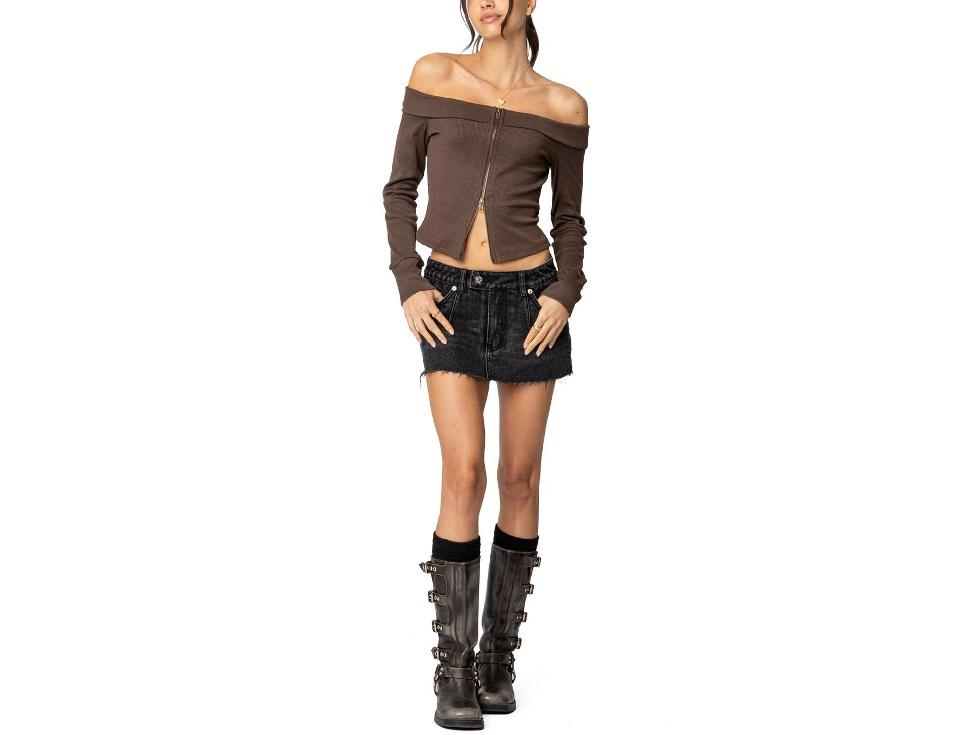 Clarissa Fold Over Ribbed Top — Image 3