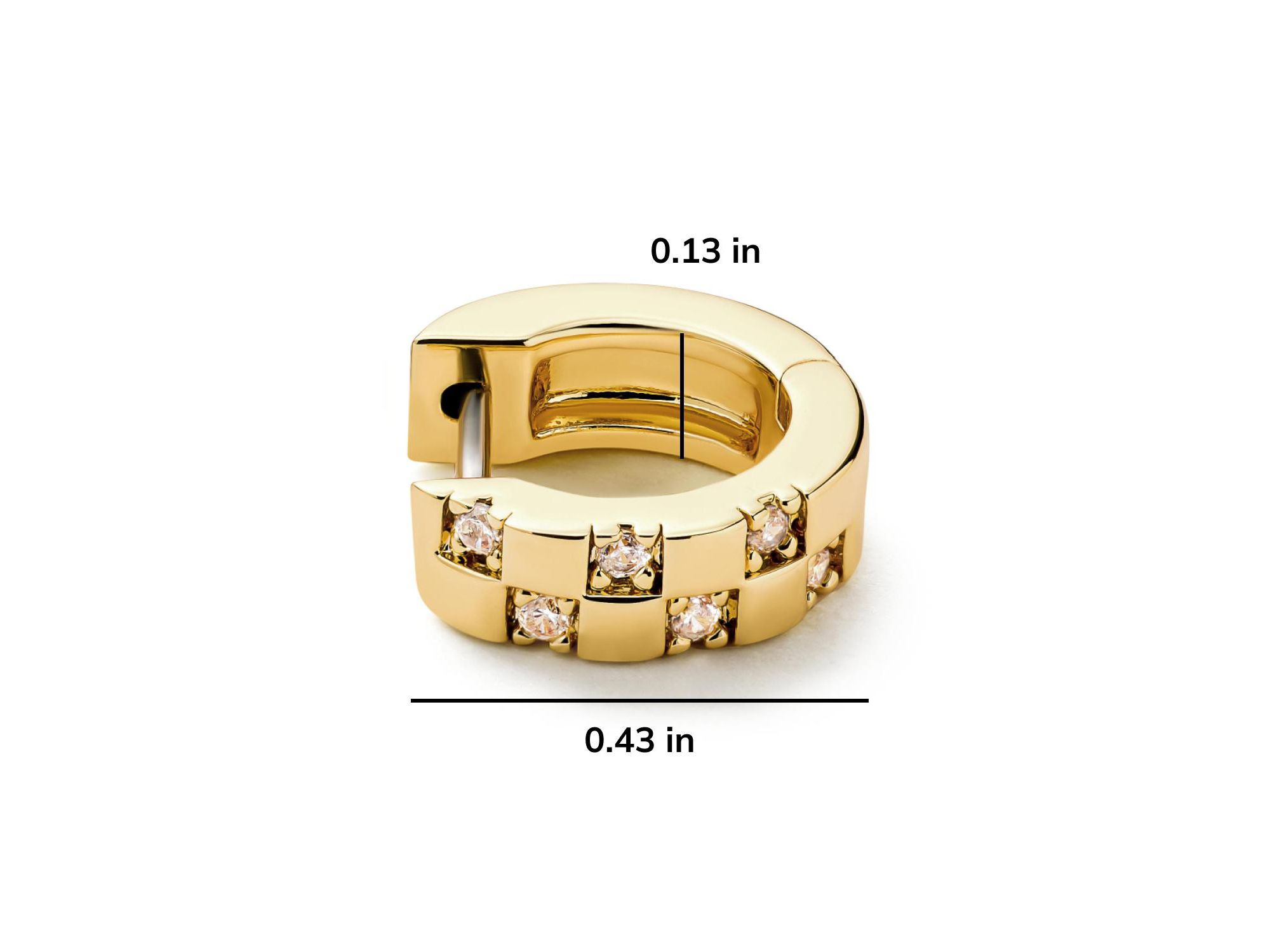 Brass and Cubic Zirconia Eden Mini Gold Huggie Earrings — Image 6