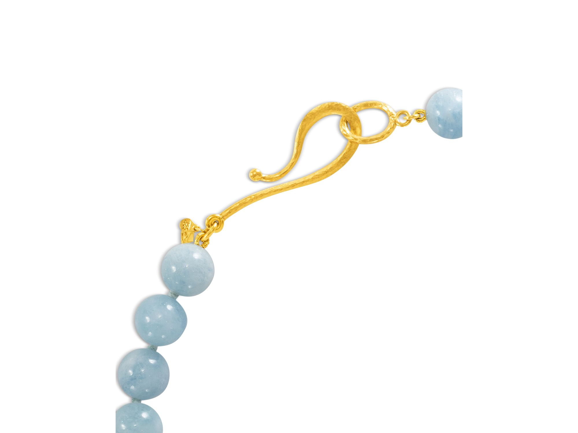 18K Yellow Gold Earth Aquamarine Collar Necklace, 18" — Image 4
