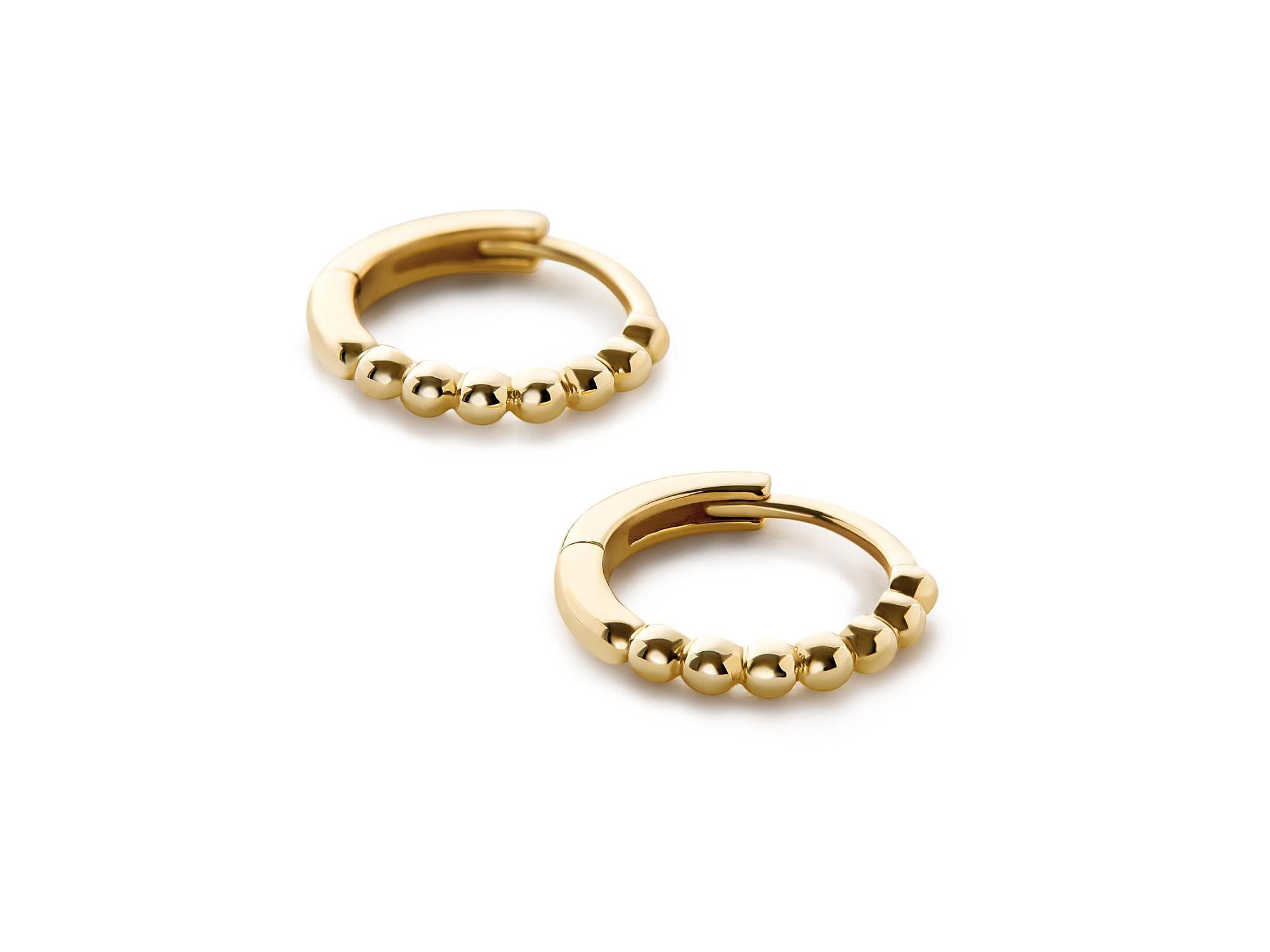10K Gold Bead Huggie Hoops — Image 5