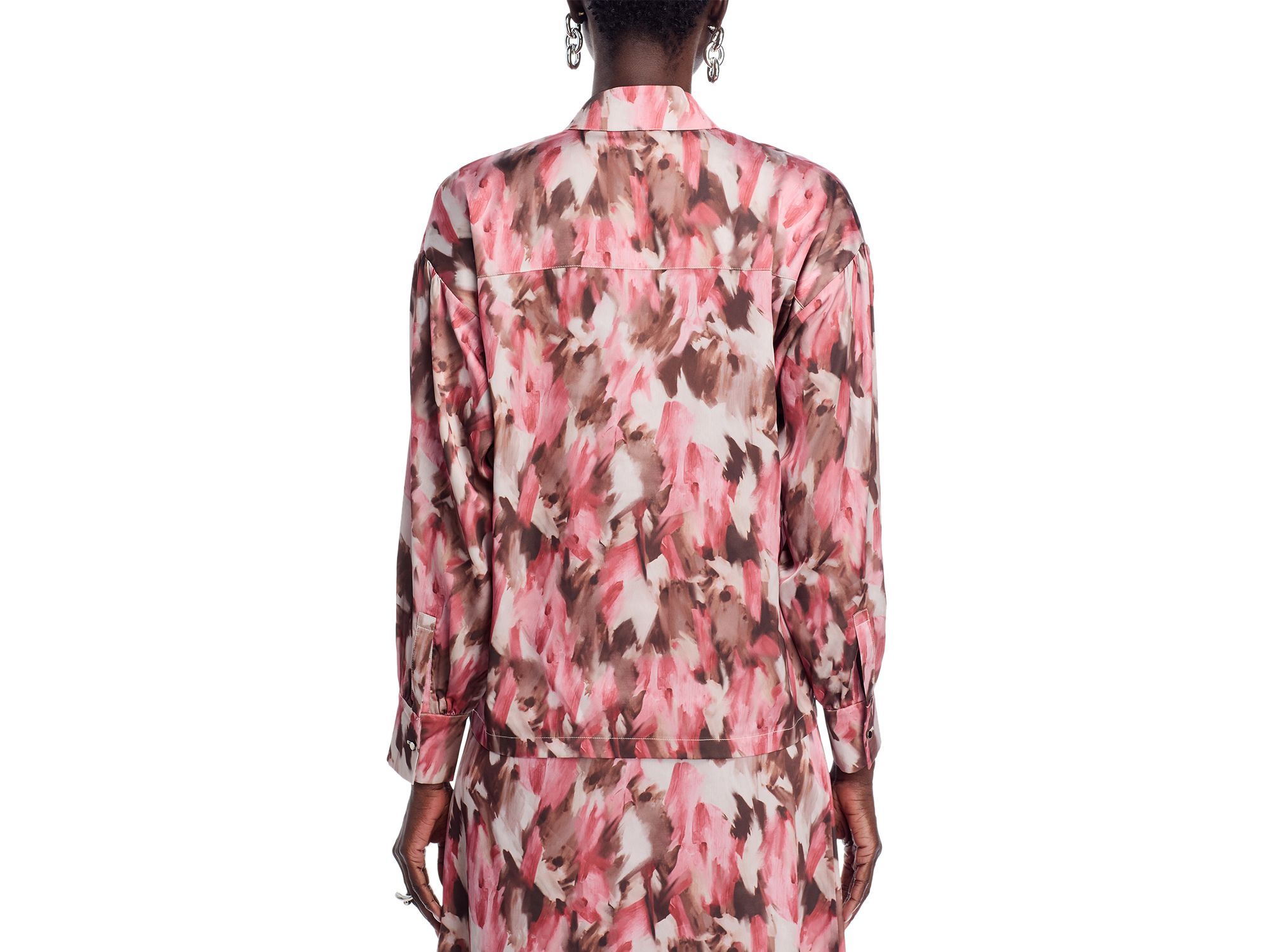 Printed Mandarin Collar Blouse — Image 3