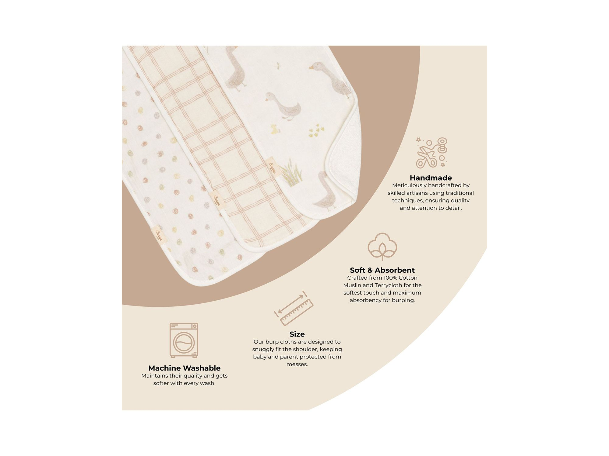 Charlie Burp Cloth Set, 3 Pack — Image 7