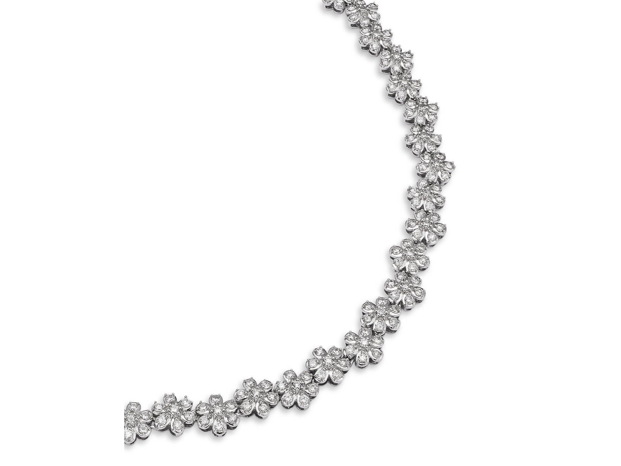 Diamond Flower Cluster Collar Necklace in 14K White Gold, 8.0 tcw — Image 4