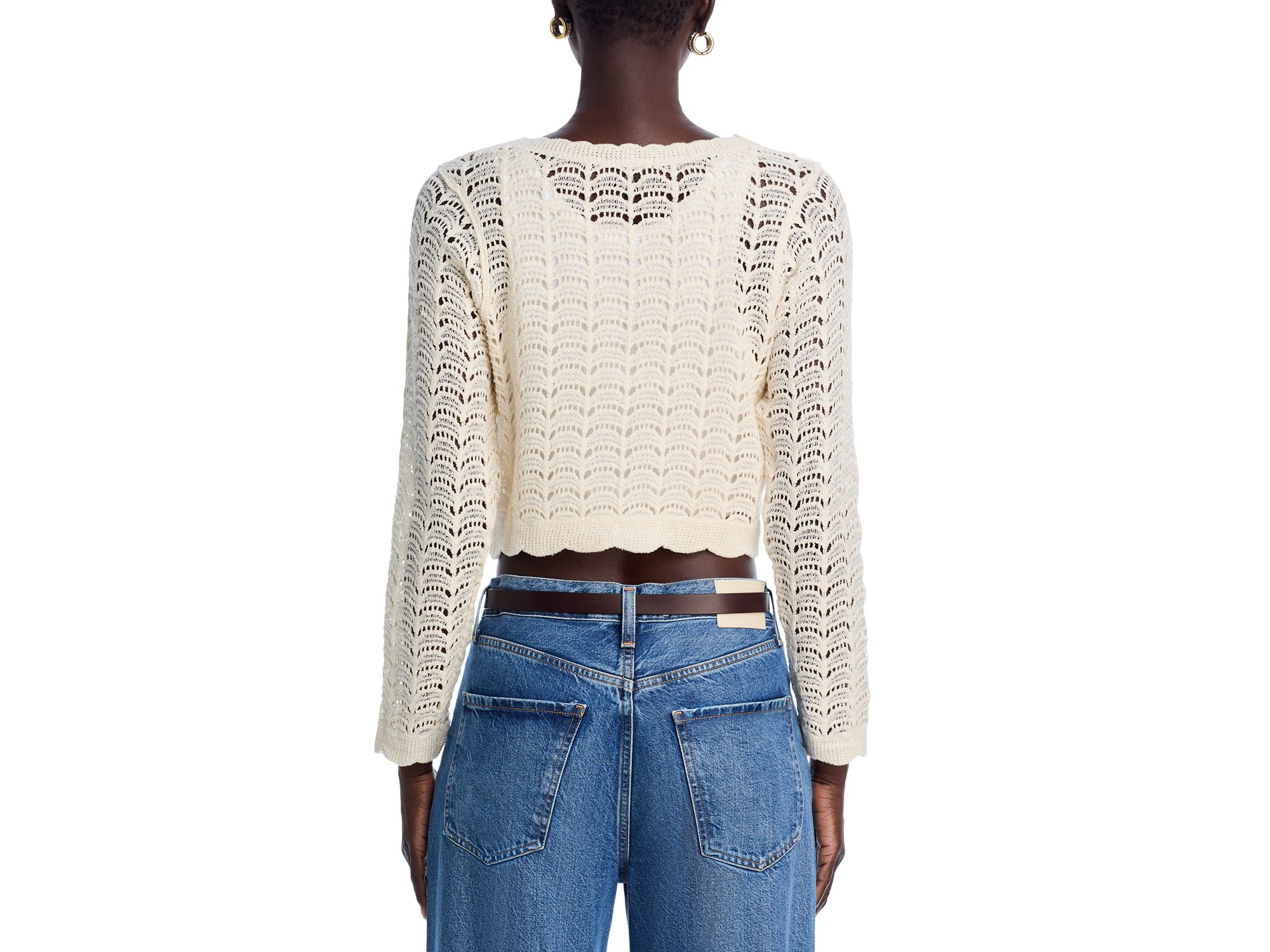Crochet V Neck Cardigan Sweater - Exclusive — Image 3