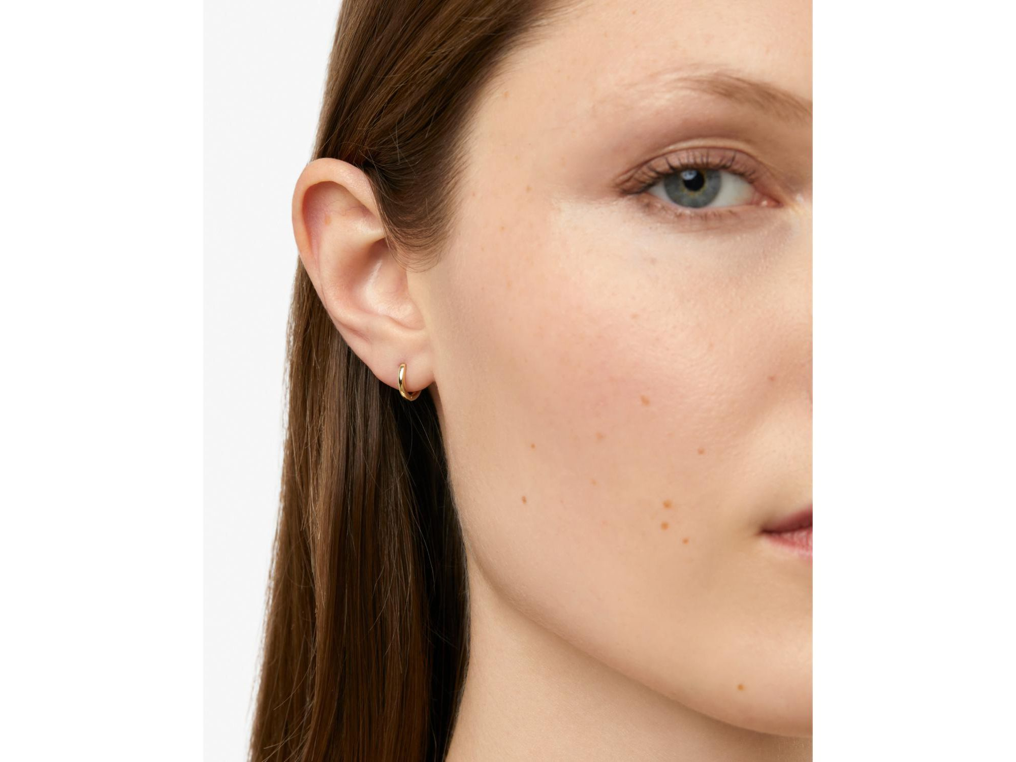 Gold Huggie Hoop Earrings — Image 4