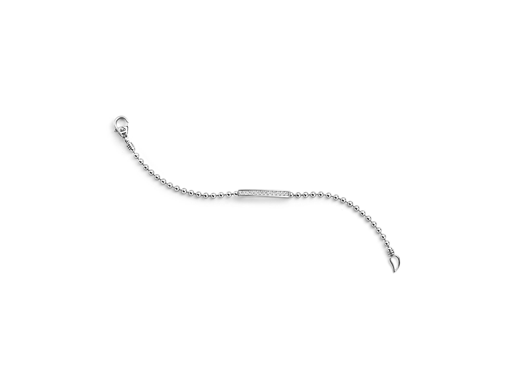 Sterling Silver Caviar Spark Diamond Bar Chain Bracelet — Image 6