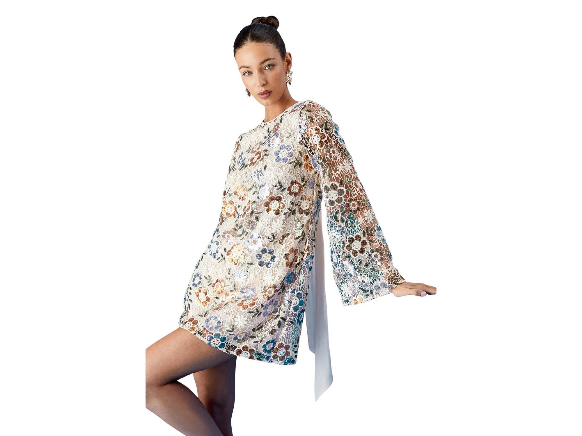 Muse Embellished Flare Sleeve Mini Dress — Image 4